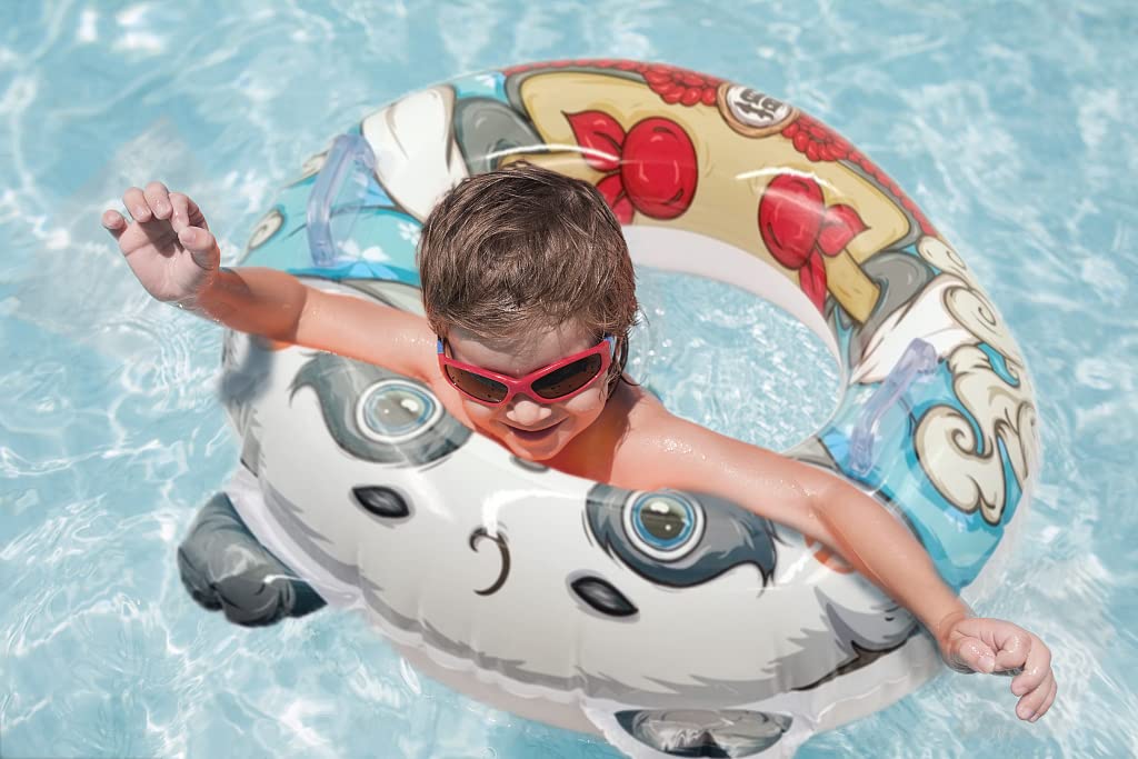 Momooda Kids Inflatable Swimming Ring with Handles - Safe Pool Float Tube for Toddlers, Beach & Pool Party Water Toys - Perfect for Summer Swimming, Backyard Pool Fun & Vacation Water Activities