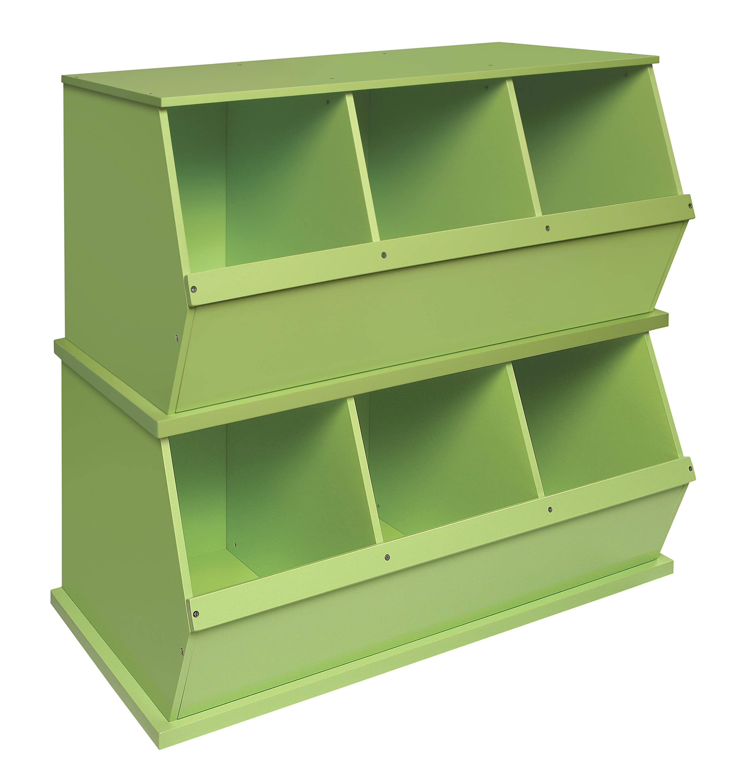 Badger Basket 3-Bin Stackable Toy Storage Organizer with Sage Finish - Perfect for Kids' Room, Playroom & Nursery Organization