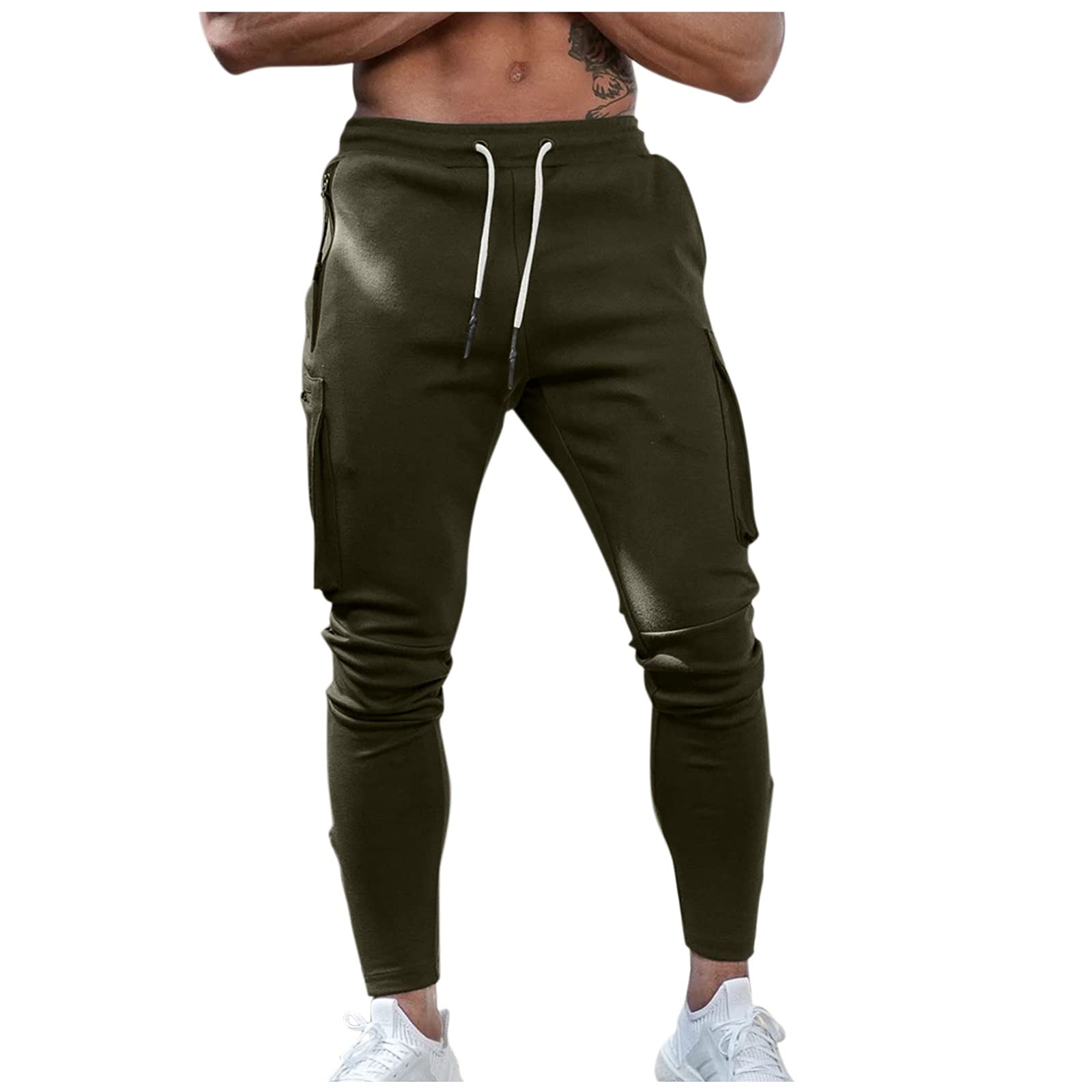 Men's Cargo Pants with Multiple Pockets - Durable Fitness & Casual Trousers for Outdoor Sports, Hiking & Work | Zippered Pockets & Comfort Fit