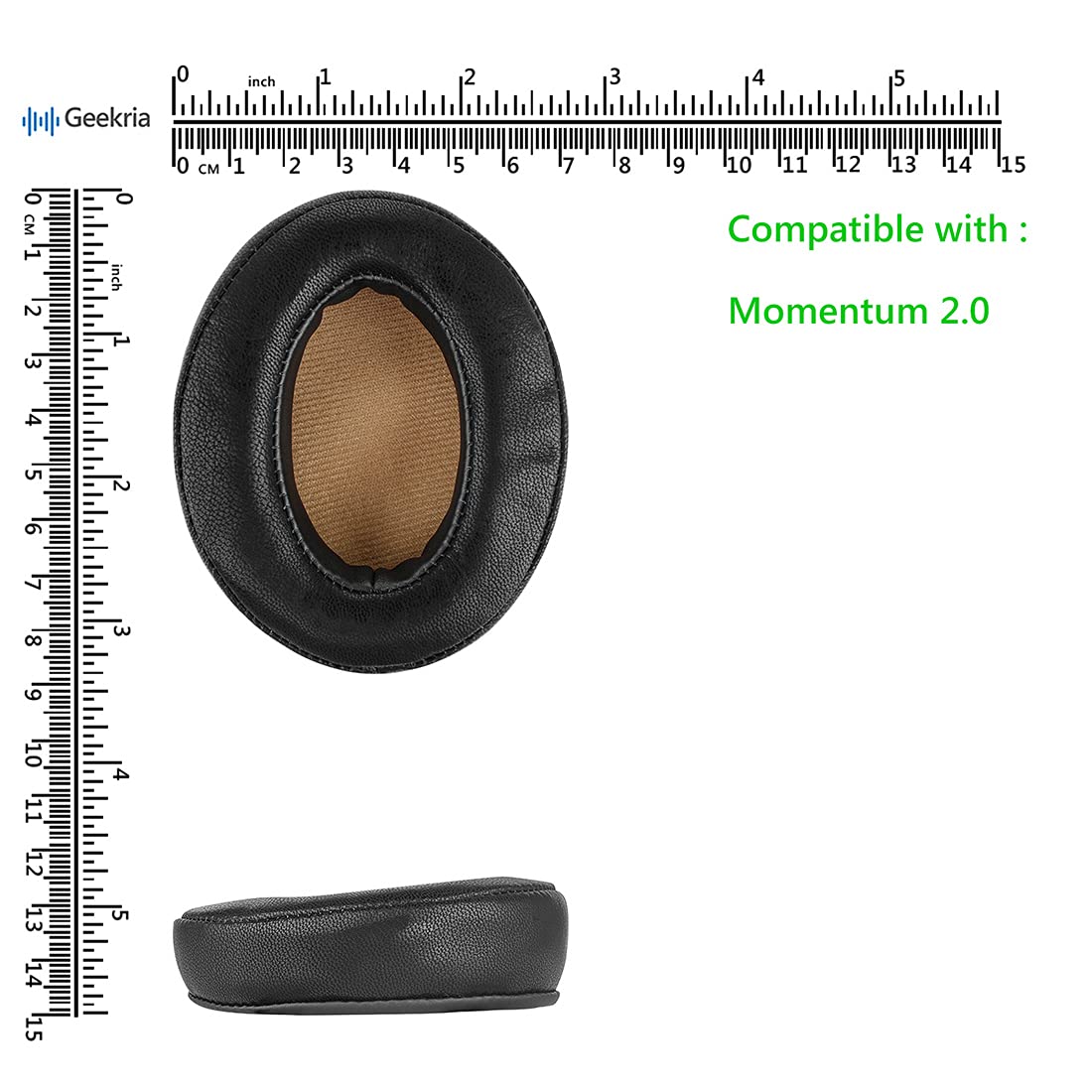 Geekria QuickFit Replacement Ear Pads for Sennheiser Momentum 2.0 Over-Ear Headphones - Premium Comfort Memory Foam Ear Cushions, Noise Isolation Headset Earpads (Black) - Perfect for Gaming, Music & Office Use