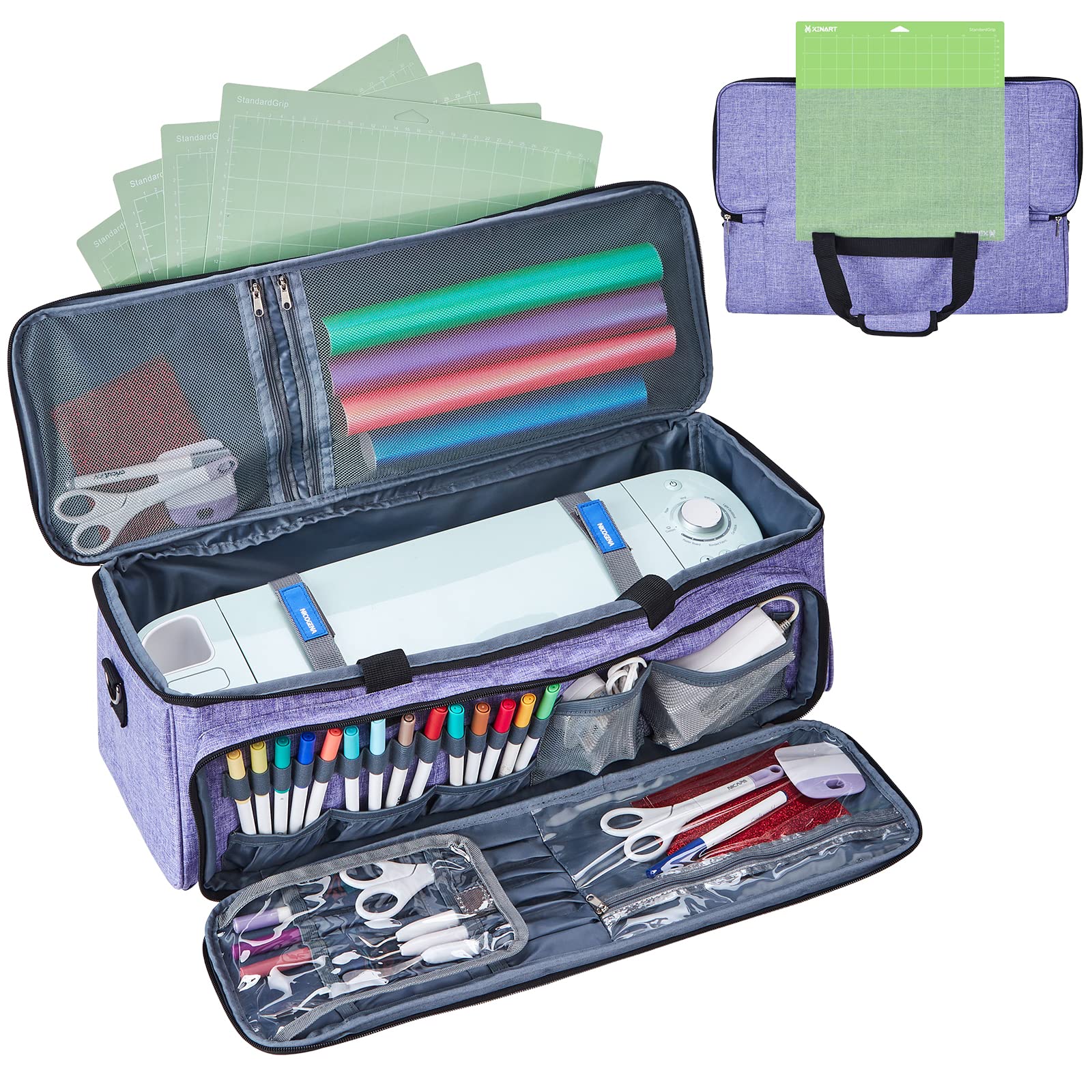 NICOGENA Premium Carrying Case for Cricut Explore Air 2 & Maker - Large Storage with Mat Pocket & Multi Tool Compartments - Purple Craft Organizer for Scrapbooking, DIY Projects & Crafting Supplies