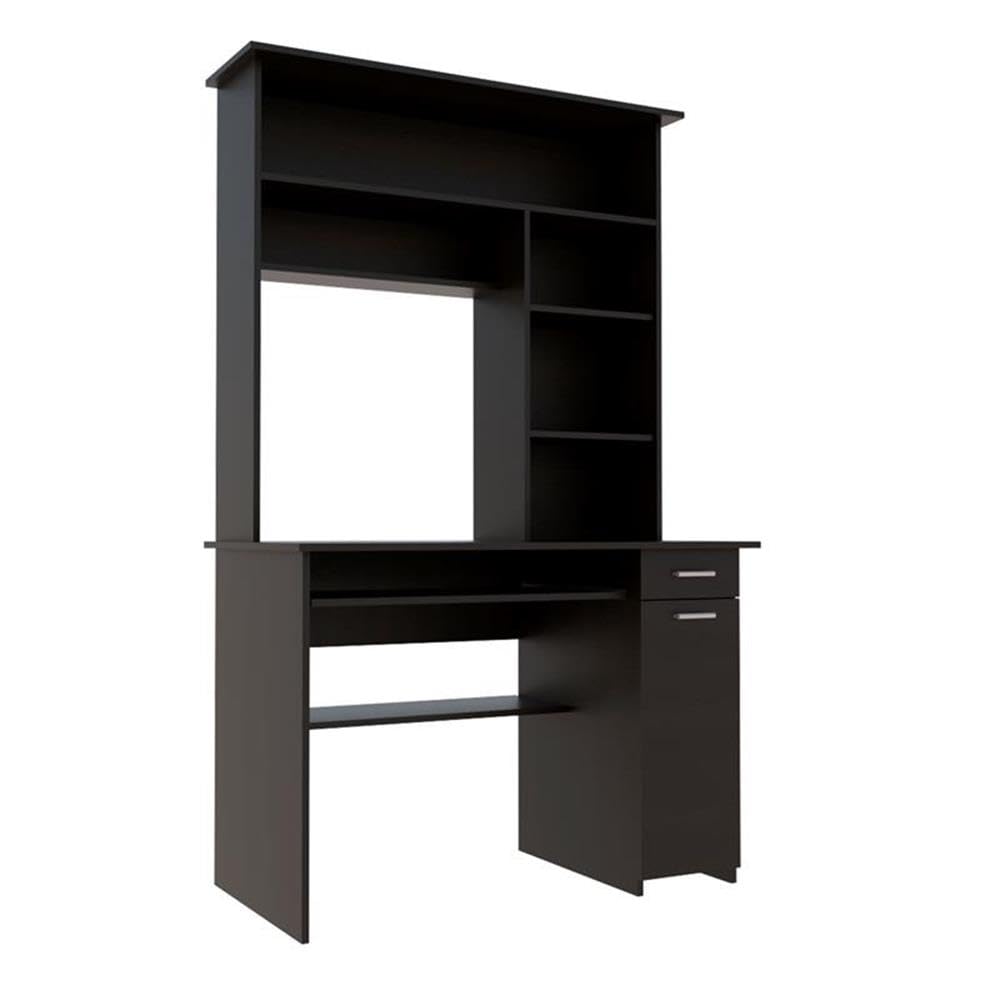 TUHOME Black Compu 180 Hutch Wood Desk for Home Office