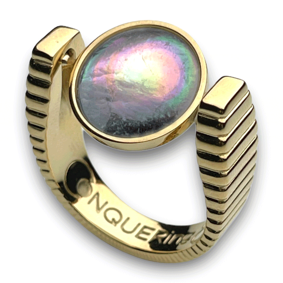 Gold ViaDeco Crystal Fidget Ring for Anxiety Relief - Stress Relieving Spinner Ring for Adults & Kids - Elegant Jewelry for Focus, ADHD, and Relaxation - Perfect for Office, School, and Travel