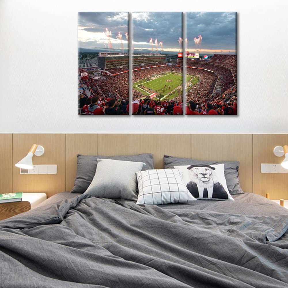 San Francisco 49ers Levi's Stadium 3-Piece Canvas Wall Art Set - Wooden Framed Football Sports Poster (60