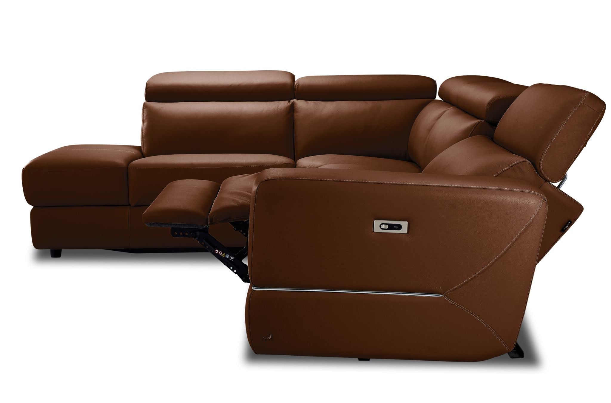 Bianca 3-Piece Power Reclining Sectional Sofa with Left-Facing Chaise in Cognac Leather - Perfect for Living Room, Home Theater & Family Gatherings