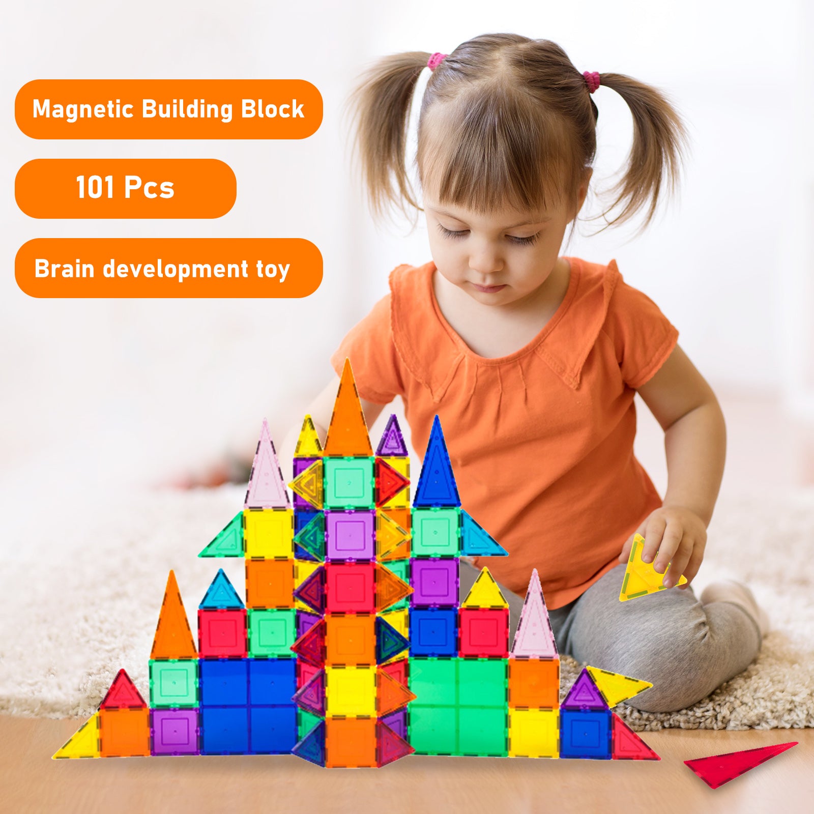101 Pcs Magnetic Building Blocks - STEM Educational Toys for Kids, Brain Development & Creative Stacking Play - Perfect for Preschool Learning & Indoor Family Fun