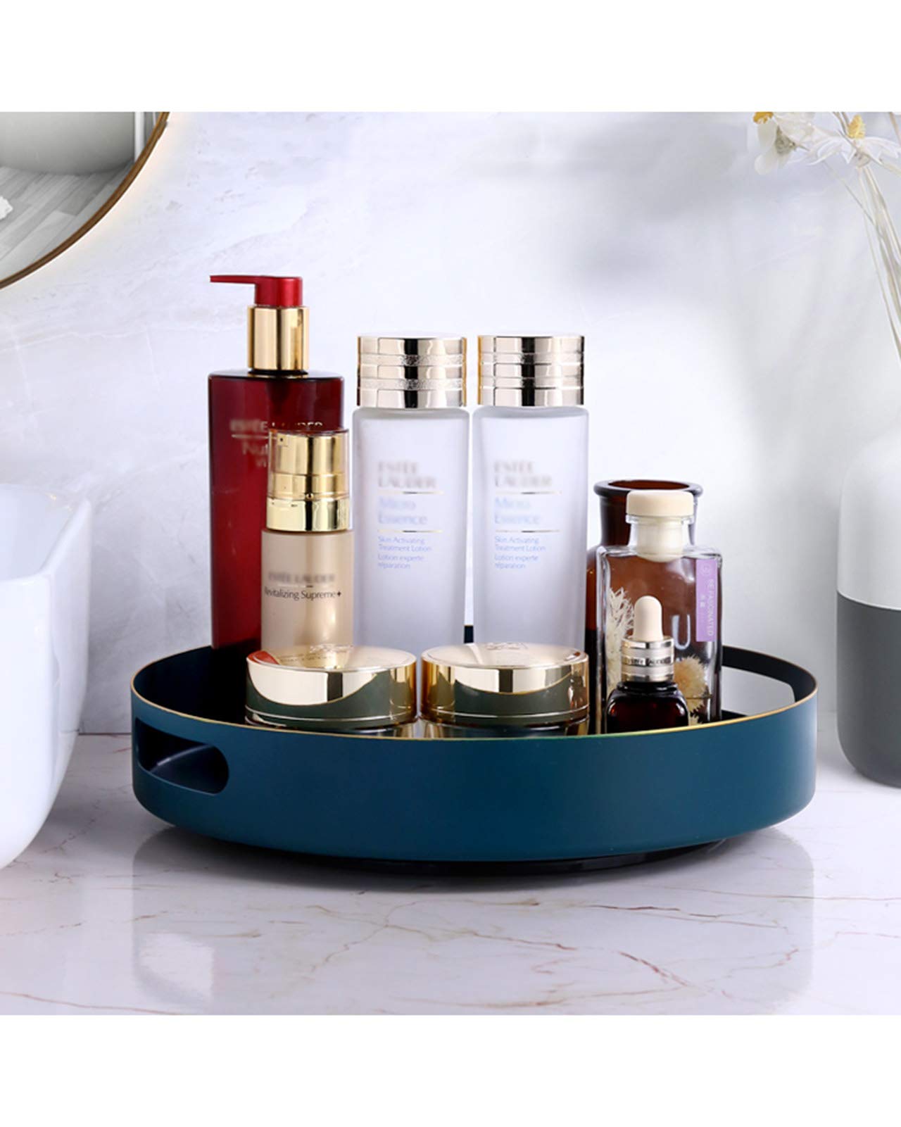 360° Rotating Metal Lazy Susan Turntable - Spice Rack Organizer for Kitchen Cabinet & Pantry Storage - Perfect for Countertop Seasoning Carousel in Bathroom or Dining Room