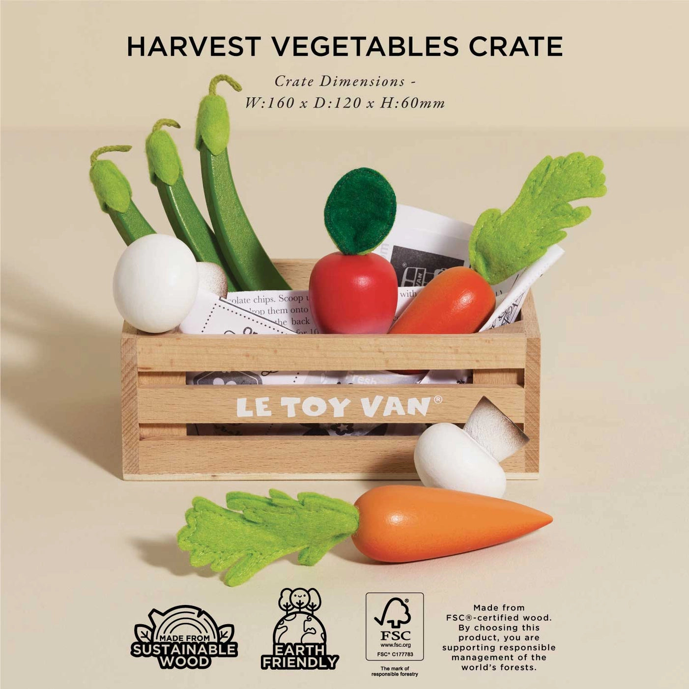 Premium Wooden Harvest Vegetable Market Crate - Perfect for Farmers Market, Grocery Display & Farmhouse Decor