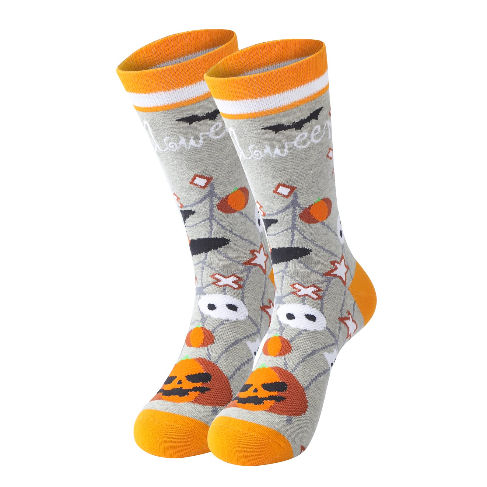 Halloween Novelty Socks for Women & Men - Pumpkin, Bats & Spooky Spider Web Pattern Crew Socks - Funny Halloween Costume Accessories & Gift Ideas - Perfect for Halloween Parties, Cosplay & Festive Outfits