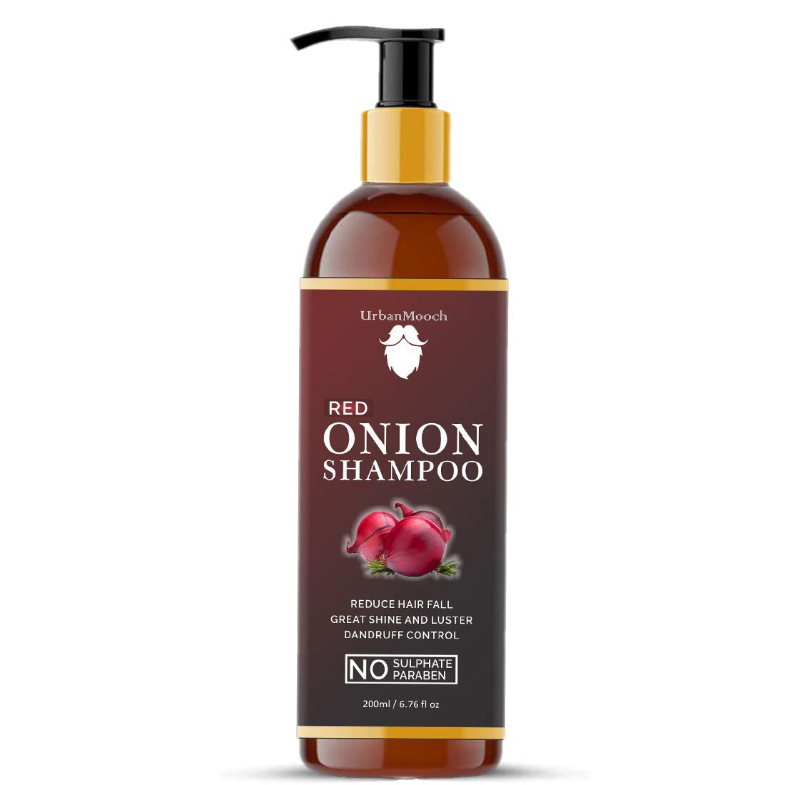 UrbanMooch Onion Shampoo for Hair Growth & Hair Fall Control - Enriched with Onion Extract & Plant Keratin | Reduces Hair Loss, Strengthens & Smoothens Hair | For Men & Women | 200ml | Perfect for Daily Hair Care & Scalp Nourishment
