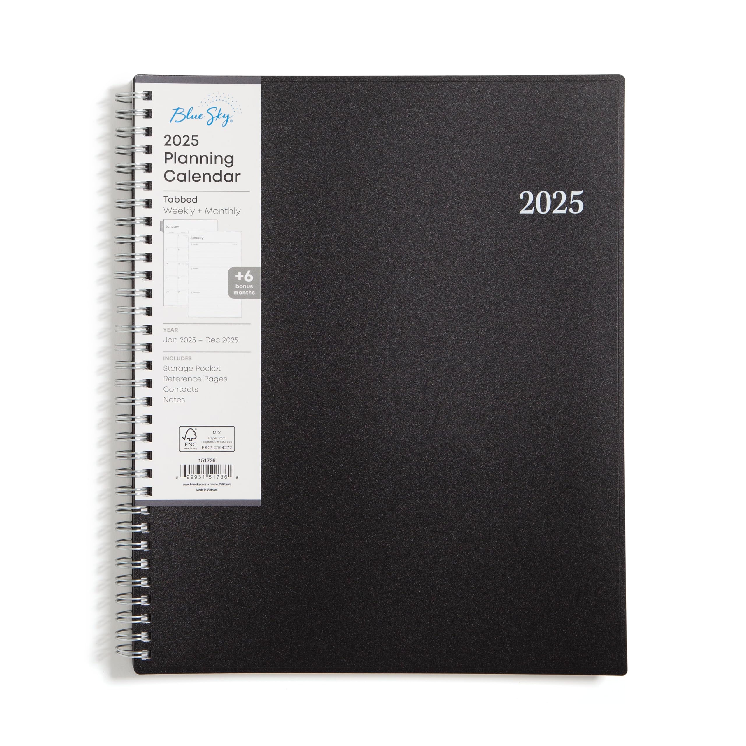 Blue Sky 2025 Weekly & Monthly Planner Calendar - 8.5
