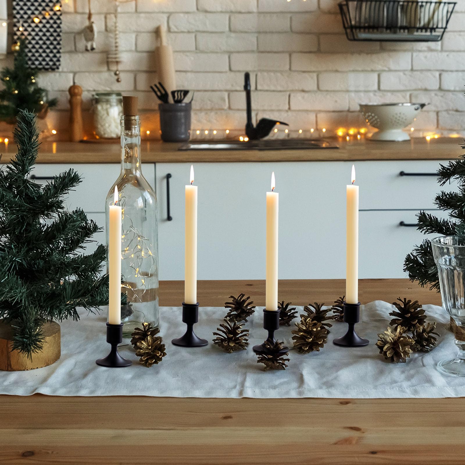 Elegant Black Candlestick Holders Set of 2 - Decorative Candle Holders for Taper Candles, Perfect for Dining Table, Coffee Table, Fireplace Mantel, Wedding Centerpieces & Romantic Home Decor