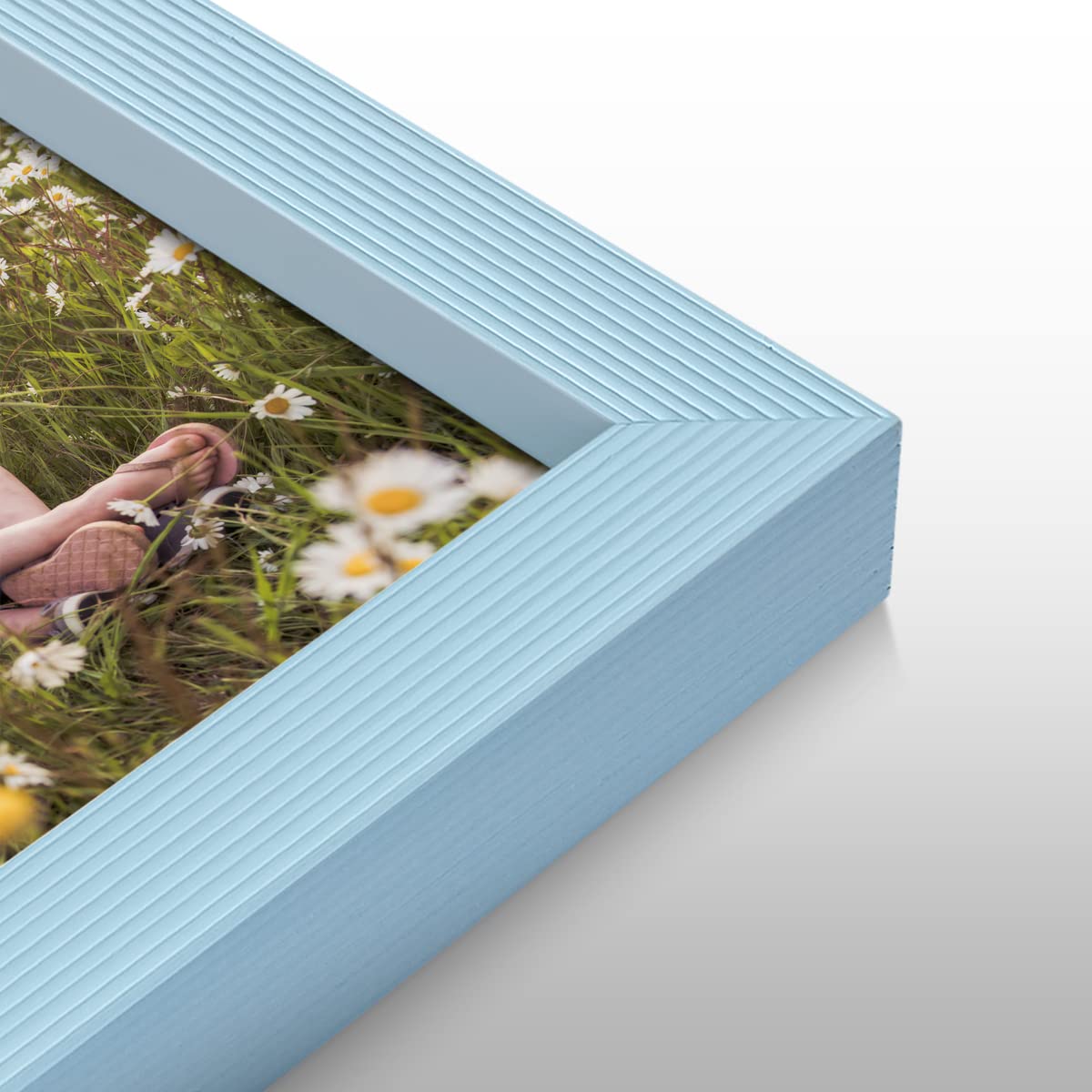 Custom 8x8 Photo Prints Set of 9 with Wood Frames - Blue Peel & Stick Collage for Home Decor