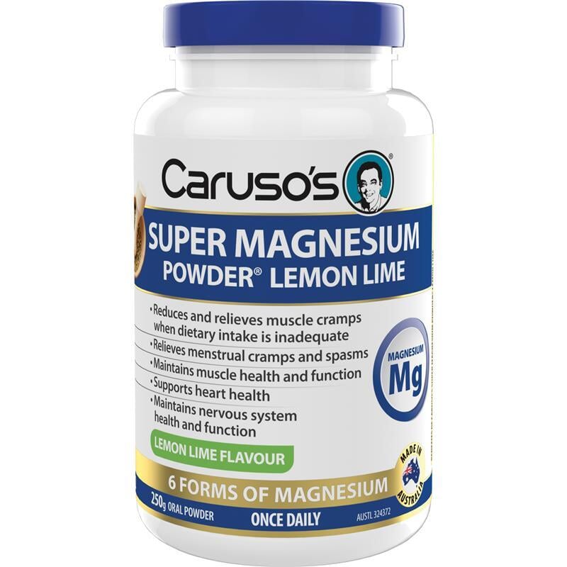 Caruso's Super Magnesium Powder Lemon Lime Flavor - Premium Magnesium Supplement for Energy, Muscle Recovery & Sleep - Ideal for Athletes, Fitness Enthusiasts & Stress Relief
