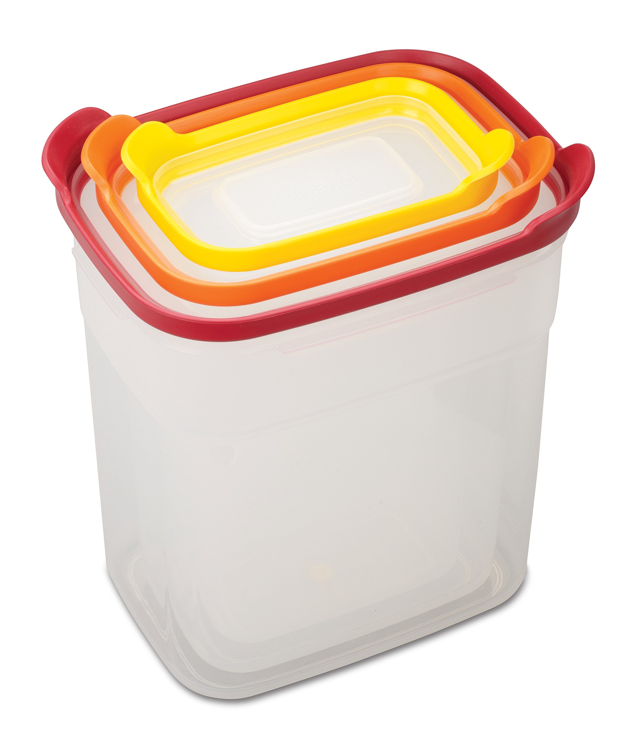 Joseph Joseph 6-Piece Nesting Plastic Food Storage Containers Set with Airtight Lids - Microwave & Freezer Safe - Space Saving Kitchen Organization for Meal Prep, Leftovers & Pantry Storage