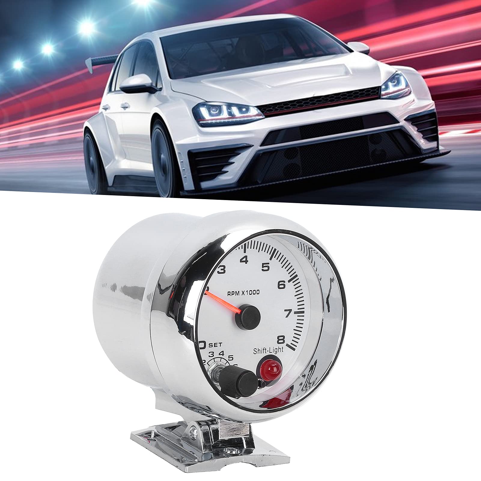High-Performance Chrome Car Tachometer with Mounting Bracket & User Manual - Digital RPM Gauge for Racing, Classic & Custom Cars - Perfect for Engine Tuning & Performance Monitoring