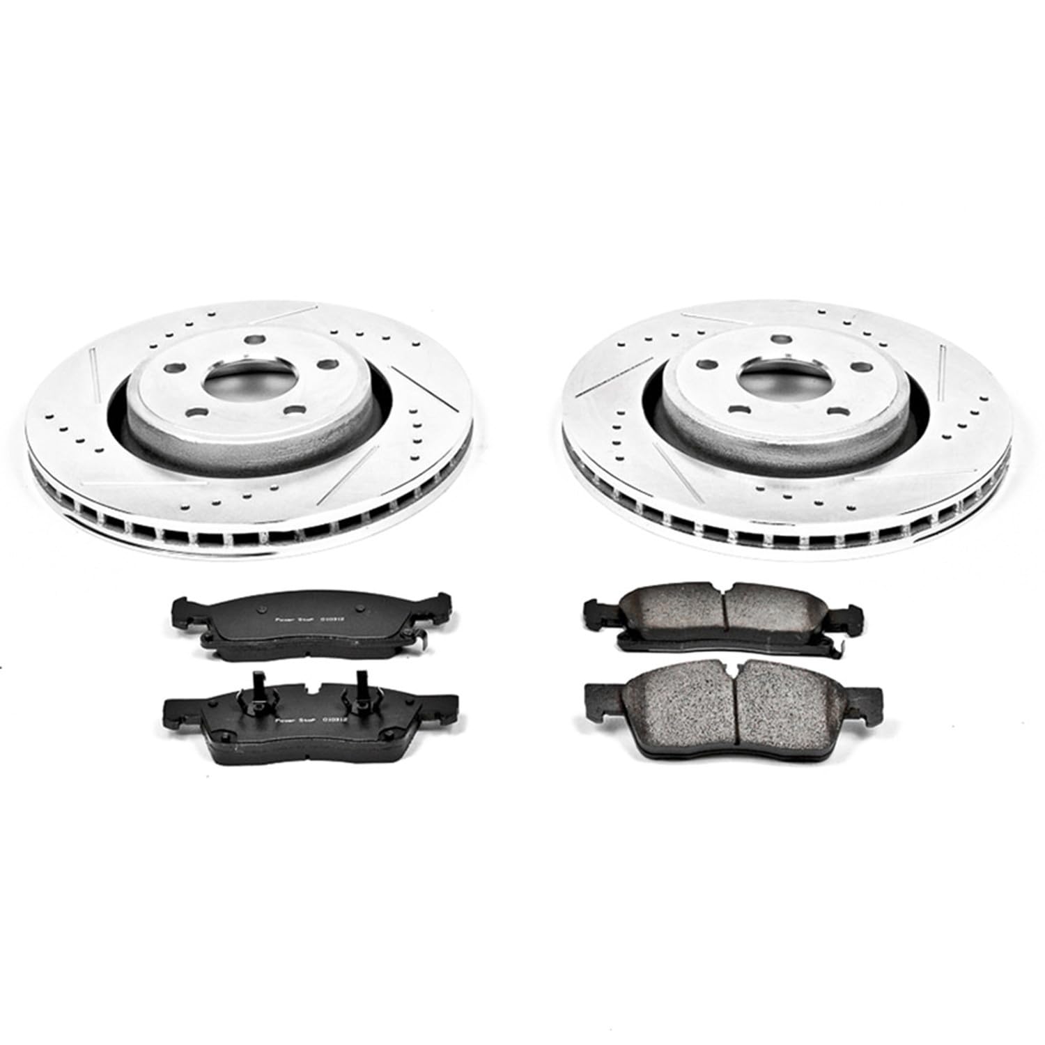 Power Stop K5954 Z23 Carbon Fiber Brake Pads & Drilled Slotted Rotors Kit - Compatible with Dodge Durango 2011-2020 & Jeep Grand Cherokee 2011-2012 | High-Performance Braking for Off-Road & Towing | Improved Stopping Power & Heat Dissipation