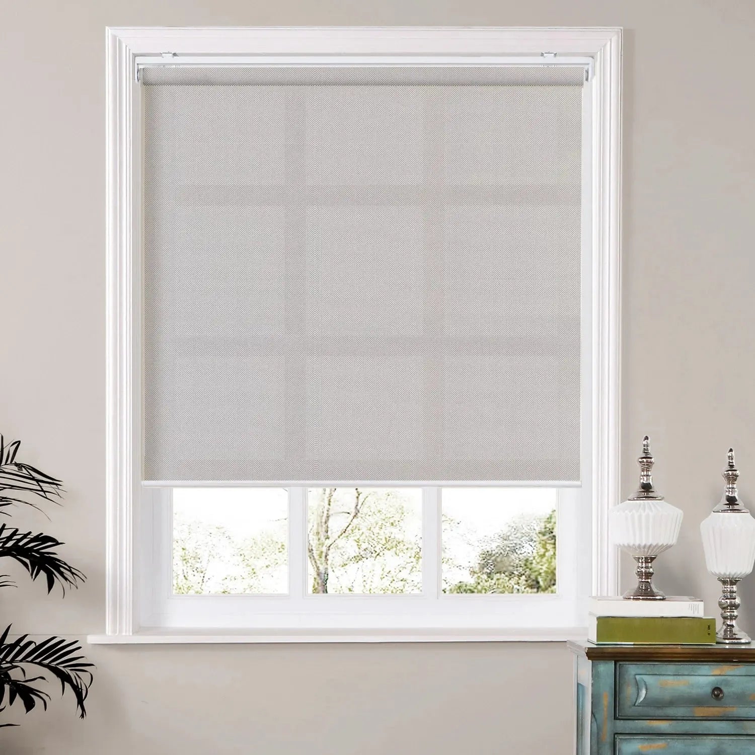 Taylor Light Filtering Waterproof Cordless Roller Shades - Blackout Window Coverings for Bedroom, Living Room & Office