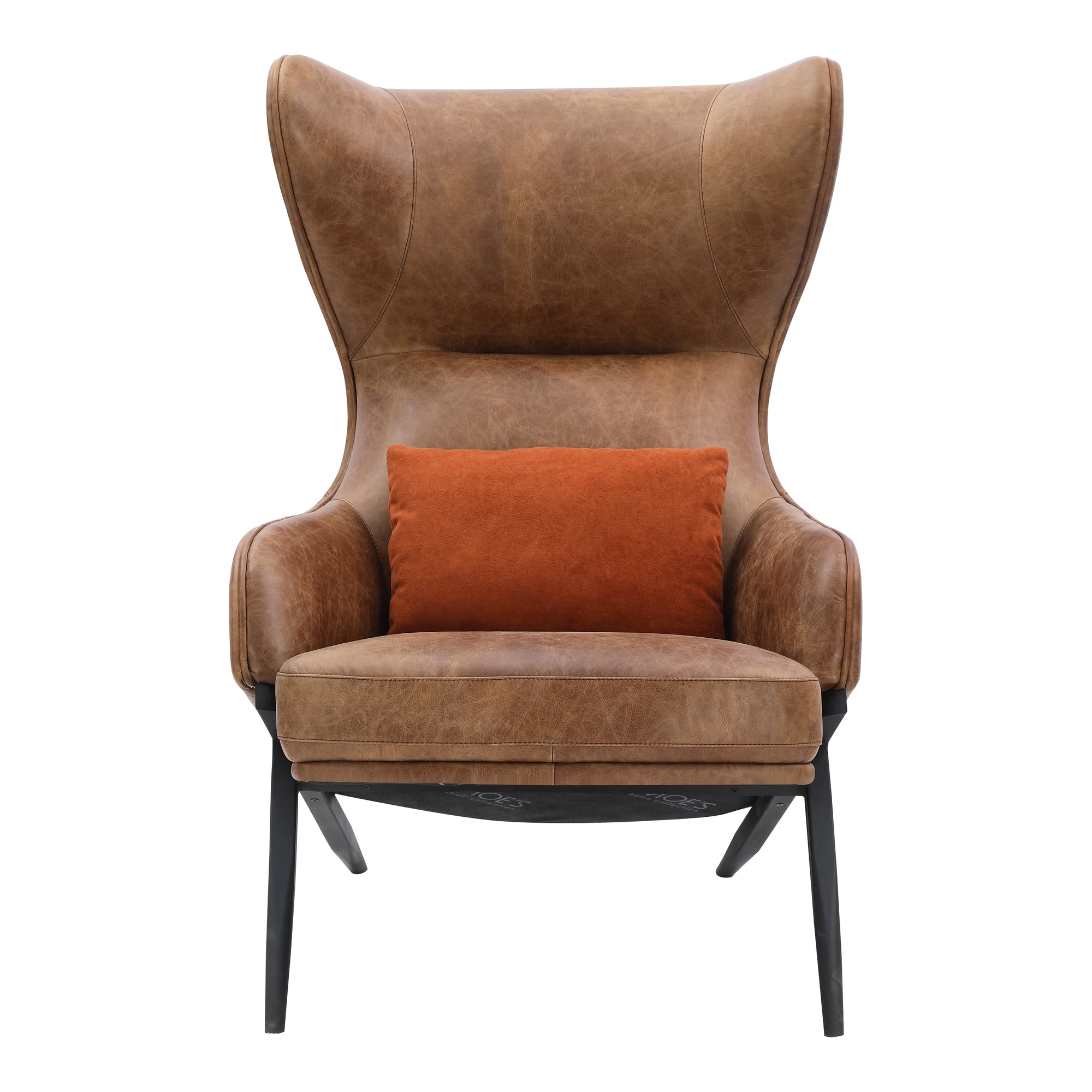 Amos Leather Accent Chair - Genuine Brown Leather Living Room Chair with Nailhead Trim | Mid-Century Modern Armchair for Living Room, Office & Lounge | Moe's Furniture PK 1103 14