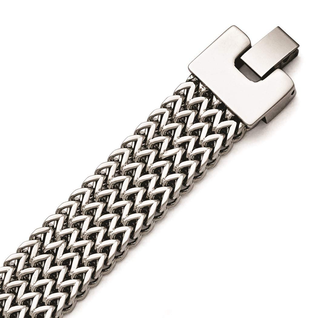 Stainless Steel Fold Over Polished Woven Bracelet 7.5 Inch - Elegant Jewelry Gift for Women, Girls | Perfect for Birthday, Anniversary, Party & Everyday Wear
