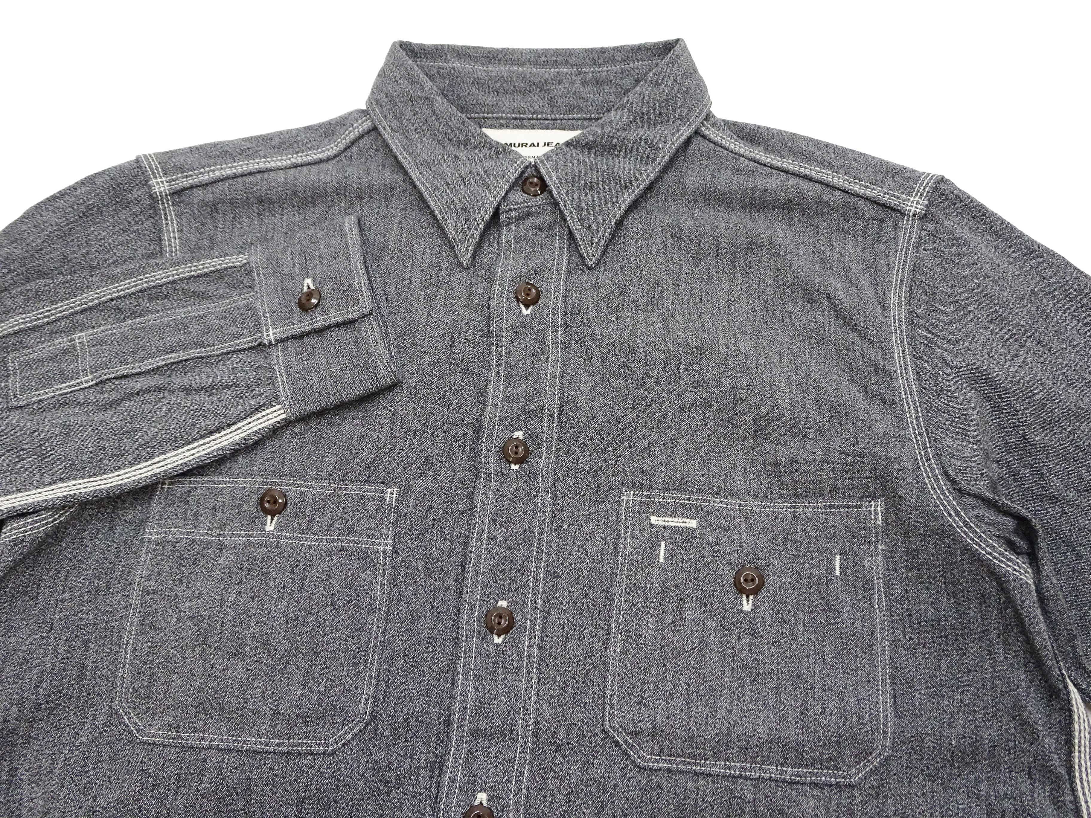 Premium Samurai Jeans Men's Slim Fit Cotton Melange Chambray Shirt - Lightweight Long Sleeve Button Up Work Shirt (SJCBS23, Heather Black) for Business Casual & Outdoor Activities
