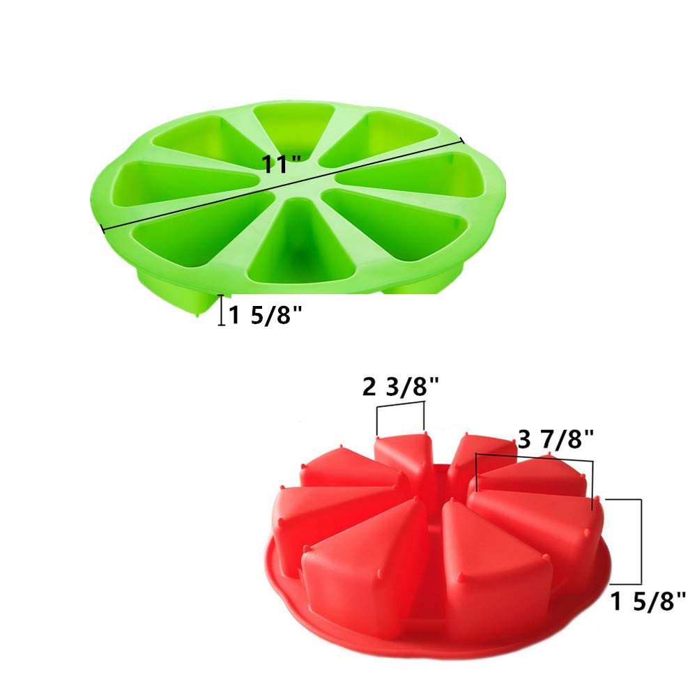 2 Pack Silicone Baking Molds - Triangle Cake Pan, 8 Cavity Scone Pan, Cake Slices & Pizza Bread Mold - Reusable Non-Stick Baking Tools for DIY Cakes, Cookies & Pastries - Perfect for Home Baking, Parties & Holiday Desserts