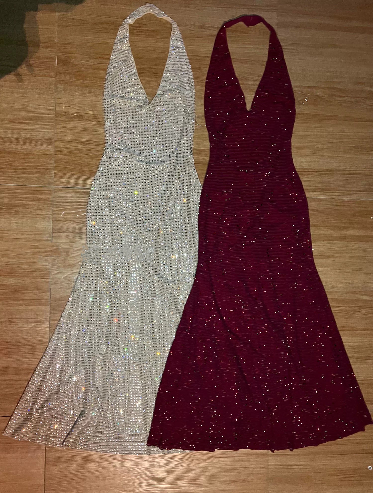 Elegant Halter V-Neck Beaded Mermaid Evening Gown - Sparkly Prom Dress for Women (Style J6613) | Perfect for Formal Events, Weddings & Special Occasions