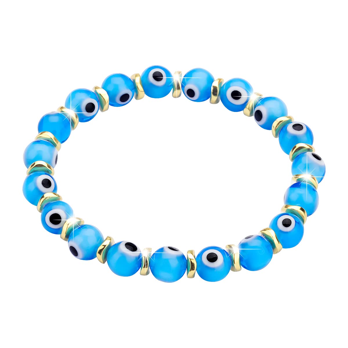 Evil Eye Protection Bracelet for Women - 8mm Ojo Glass Beaded Stretch Bracelet - Spiritual Jewelry for Good Luck & Positive Energy - Perfect for Everyday Wear, Gifts & Spiritual Protection