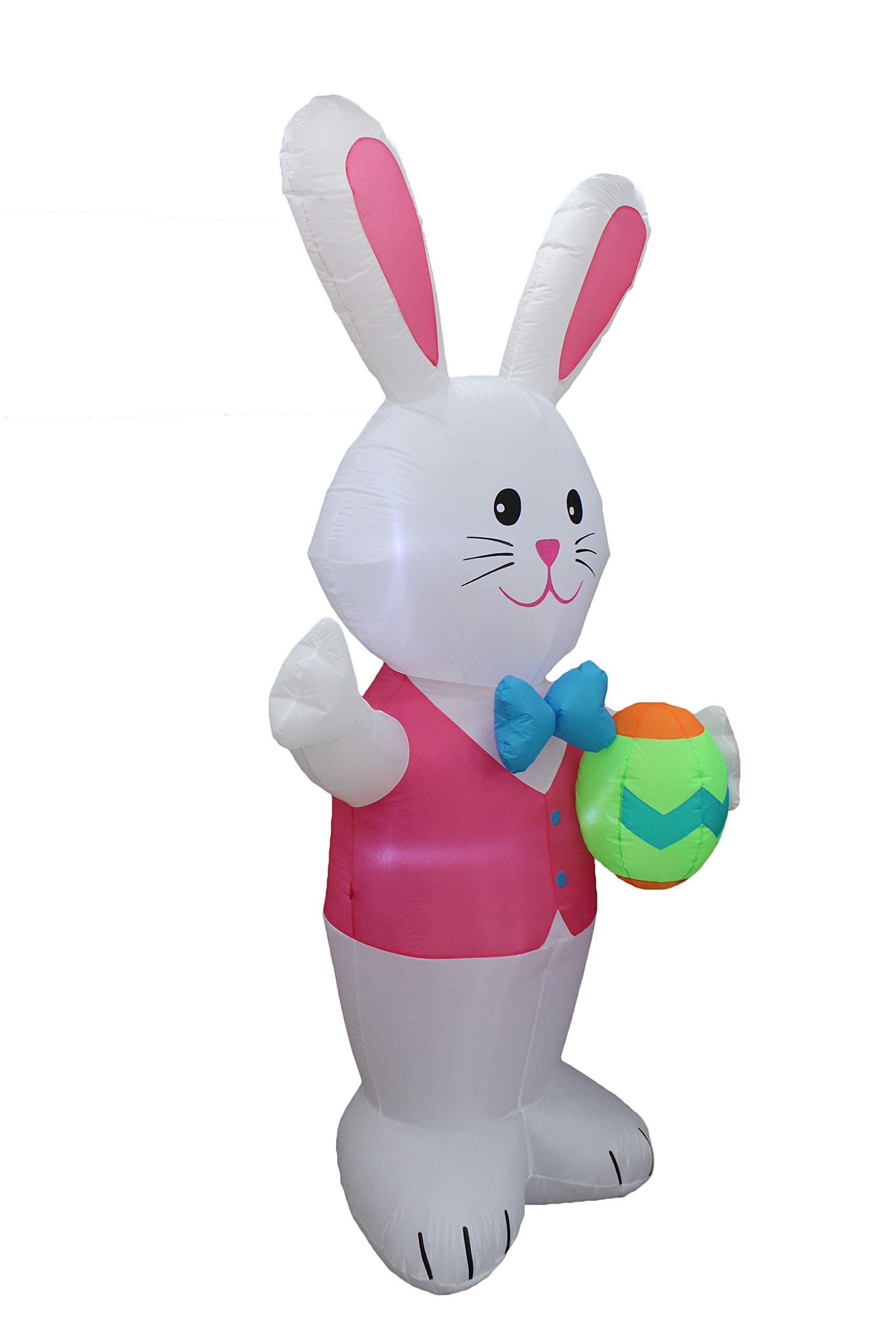 Giant 8ft Inflatable Easter Bunny with Egg & 6ft Birthday Cake Decorations Set - Perfect for Easter Celebrations, Birthday Parties, and Outdoor Festive Events