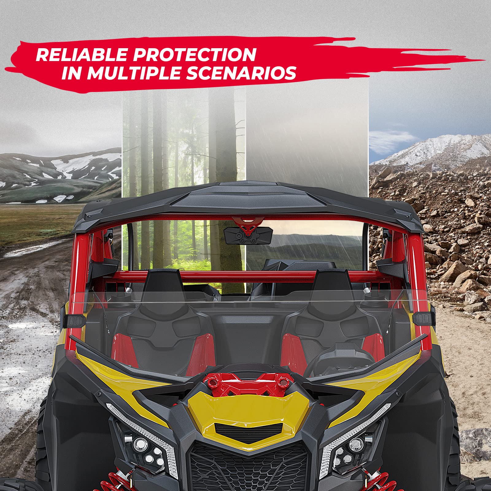 Kemimoto X3 Half Windshield for Can Am Maverick X3 XRS XDS Turbo R Max (2017-2025) - Clear Polycarbonate Front Windshield | Durable Off-Road Protection for UTV & Side-by-Side Adventures