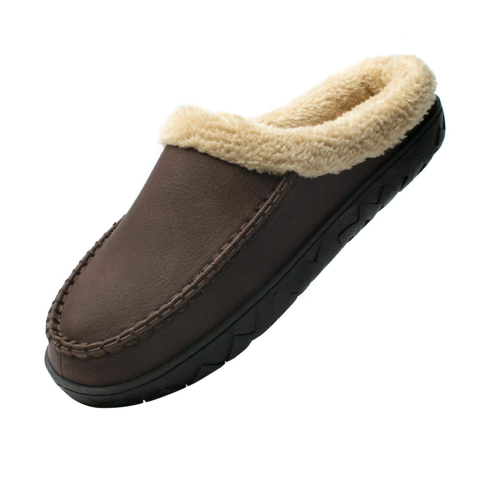 WOTTE Men's Moccasin Slippers - Soft Microsuede with Fleece Lining & Memory Foam - Comfortable Indoor/Outdoor House Shoes for Relaxing at Home, Walking the Dog or Quick Errands