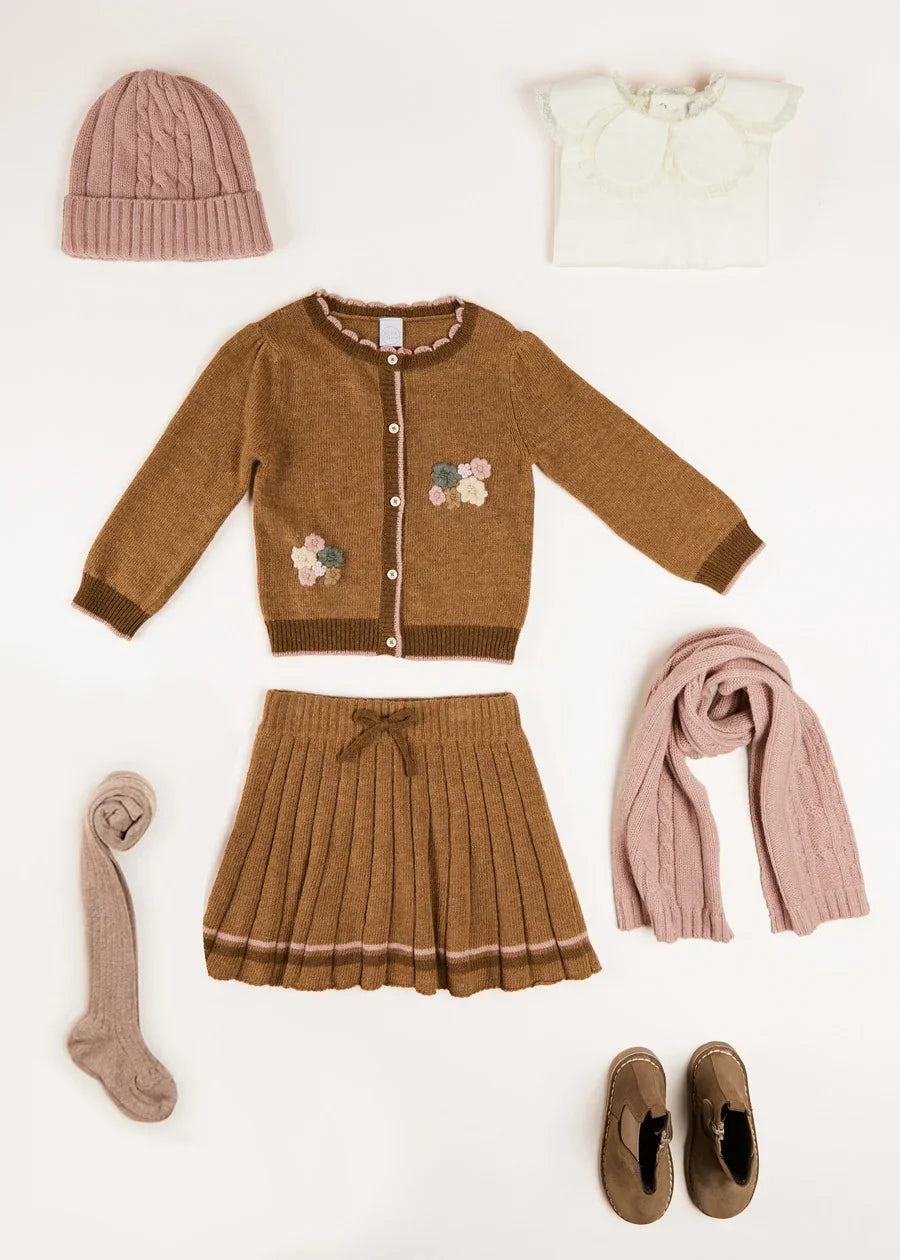 Stylish Brown Knitted Co-Ord Set for Girls - Perfect for Casual Outings, Playdates & Family Gatherings