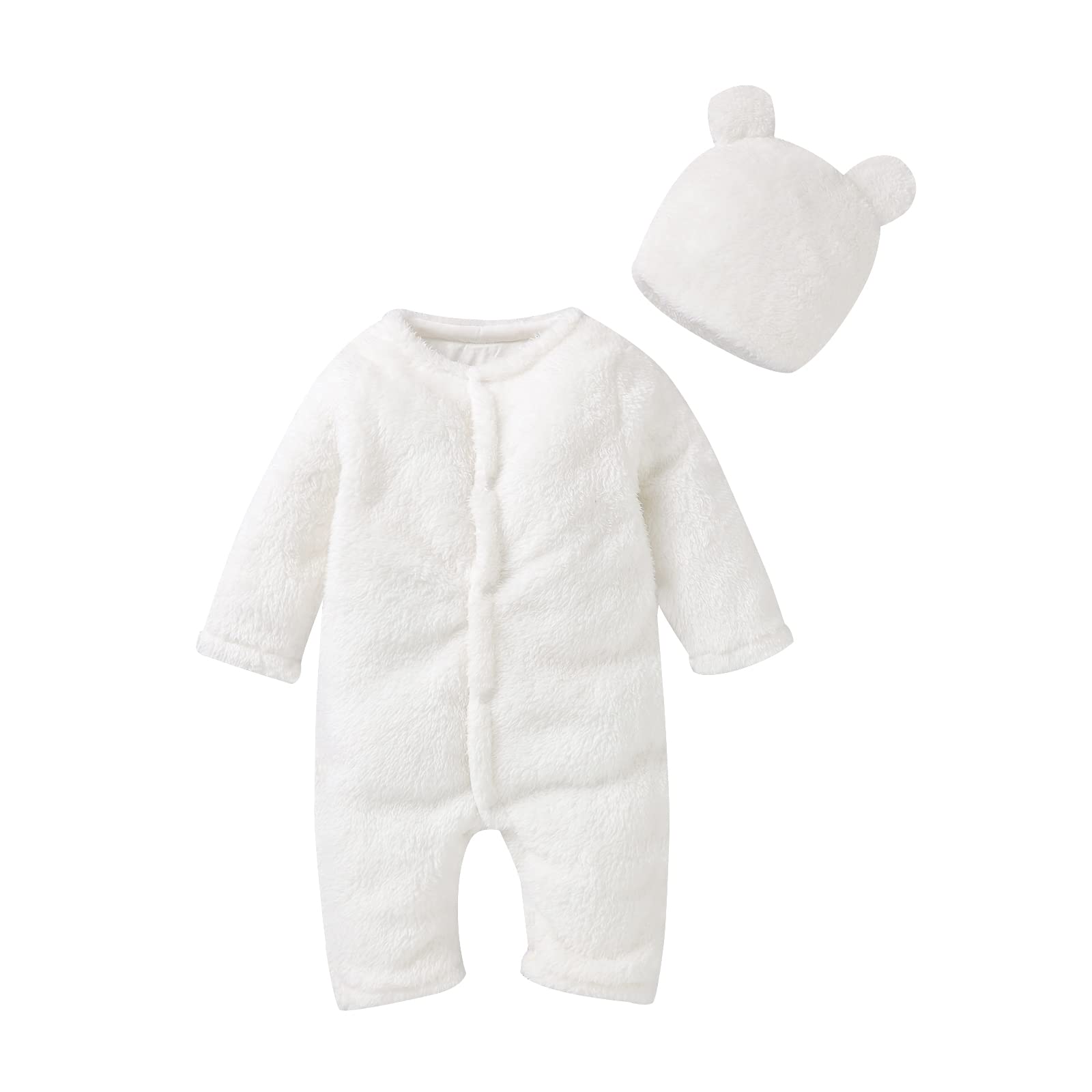 mimixiong Newborn Baby Warmer Snowsuit - Soft Cotton Fleece Romper Jumpsuit for Baby Girls & Boys with Warm Hat | Winter Outfit for Infants 0-12 Months | Perfect for Cold Weather, Outdoor Play & Family Photos