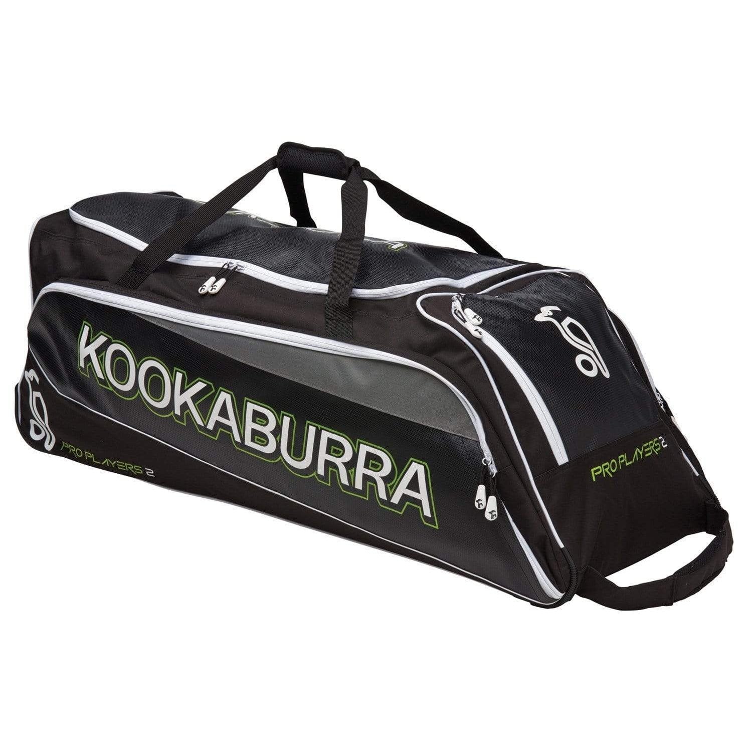 Kookaburra Pro Players 2 Black/Lime Cricket Kit Bag - Premium Cricket Equipment Storage for Training & Matches | Durable Sports Gear for Cricket Players & Teams