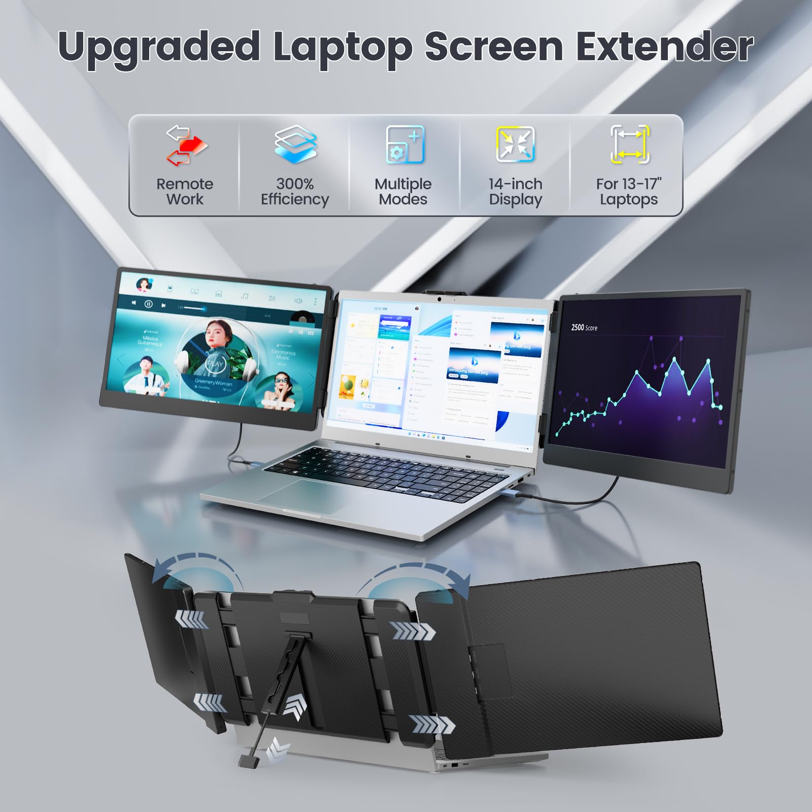 Teamgee 14” Portable Monitor for Laptop - Full HD with Speakers & Kickstand, Perfect for Work & Gaming