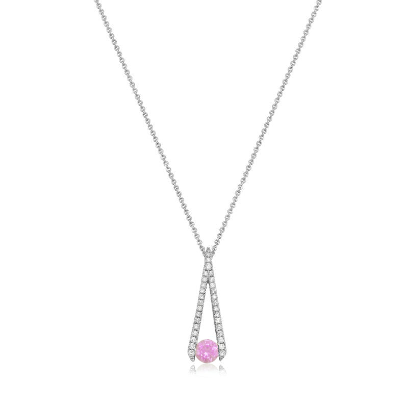 18K White Gold Morganite Pendant Necklace for Women - Elegant Rose Gold Plated Jewelry Gift for Her - Perfect for Valentine's Day, Anniversary & Special Occasions
