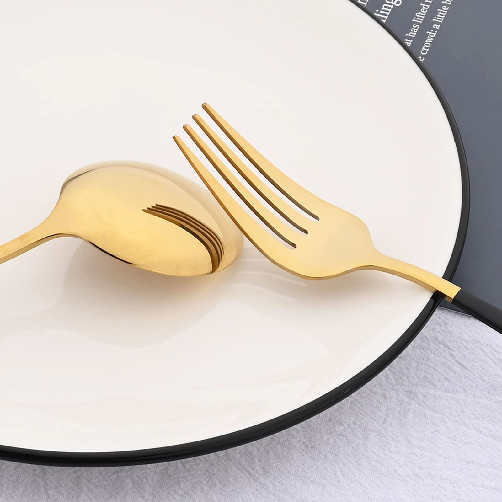 Premium 6-Piece Salad & Dessert Forks Set - 18/0 Stainless Steel Mirror Polished Flatware (7.48-Inch, Black Gold) - Perfect for Dinner Parties, Restaurants & Home Entertaining
