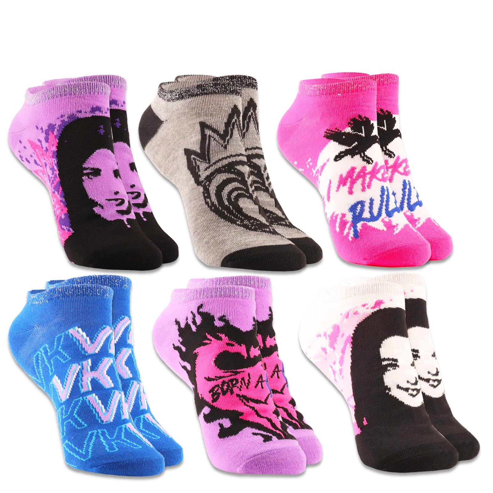 Disney Descendants Ankle Socks for Girls - 6 Pairs Kids Socks Bundle with Assorted Designs | Perfect Gift Set for School, Dance, and Everyday Wear