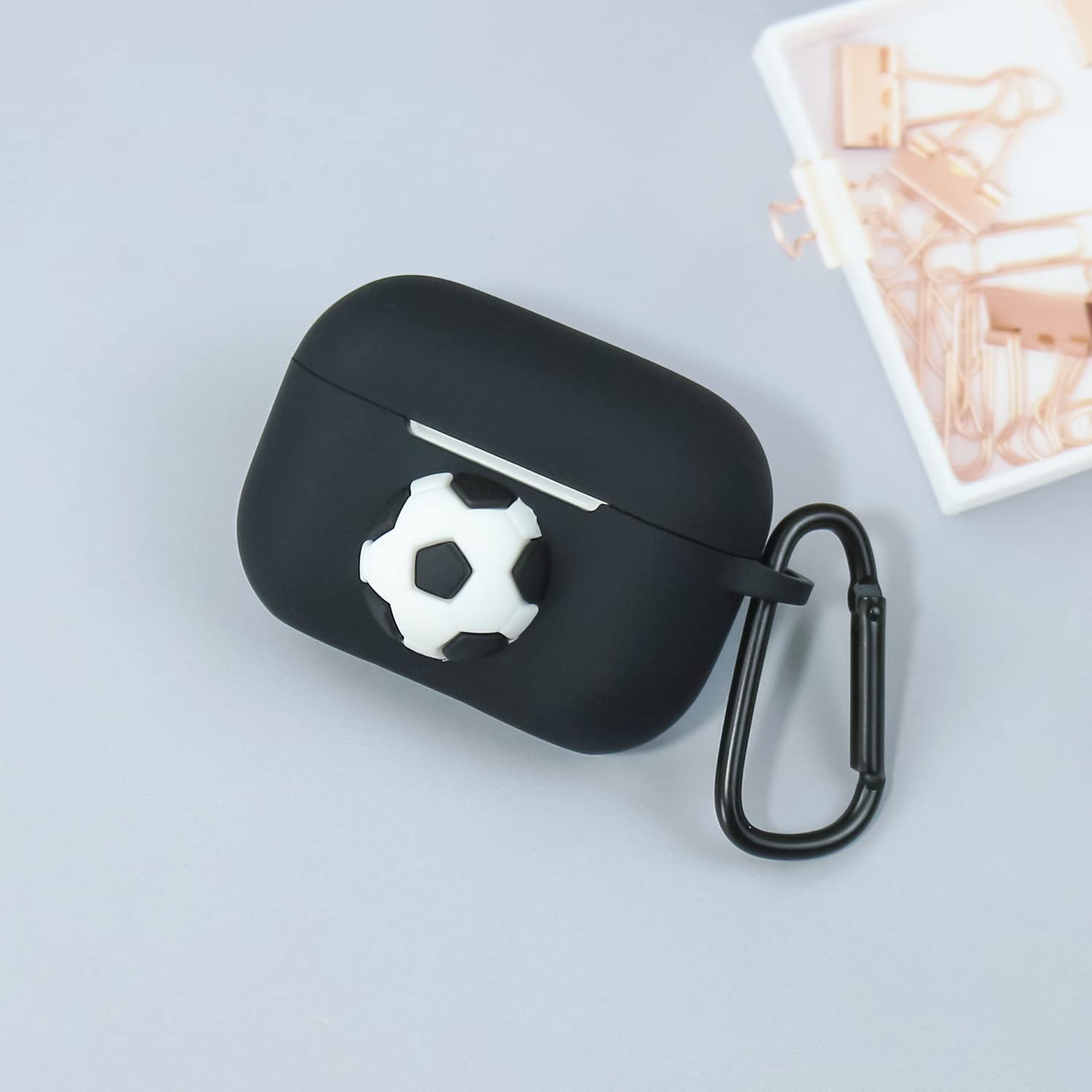 3D Soccer Silicone Case for AirPods Pro - Sporty Protective Cover with Keychain for Active Lifestyles