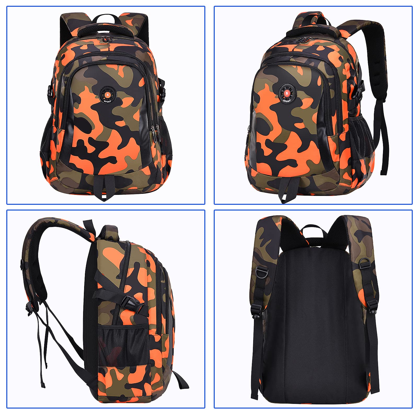 Camouflage Backpack for School, Travel & Outdoor - Christmas Gift for Boys & Girls (DY Camo Orange) - Perfect for Hiking & Daily Use