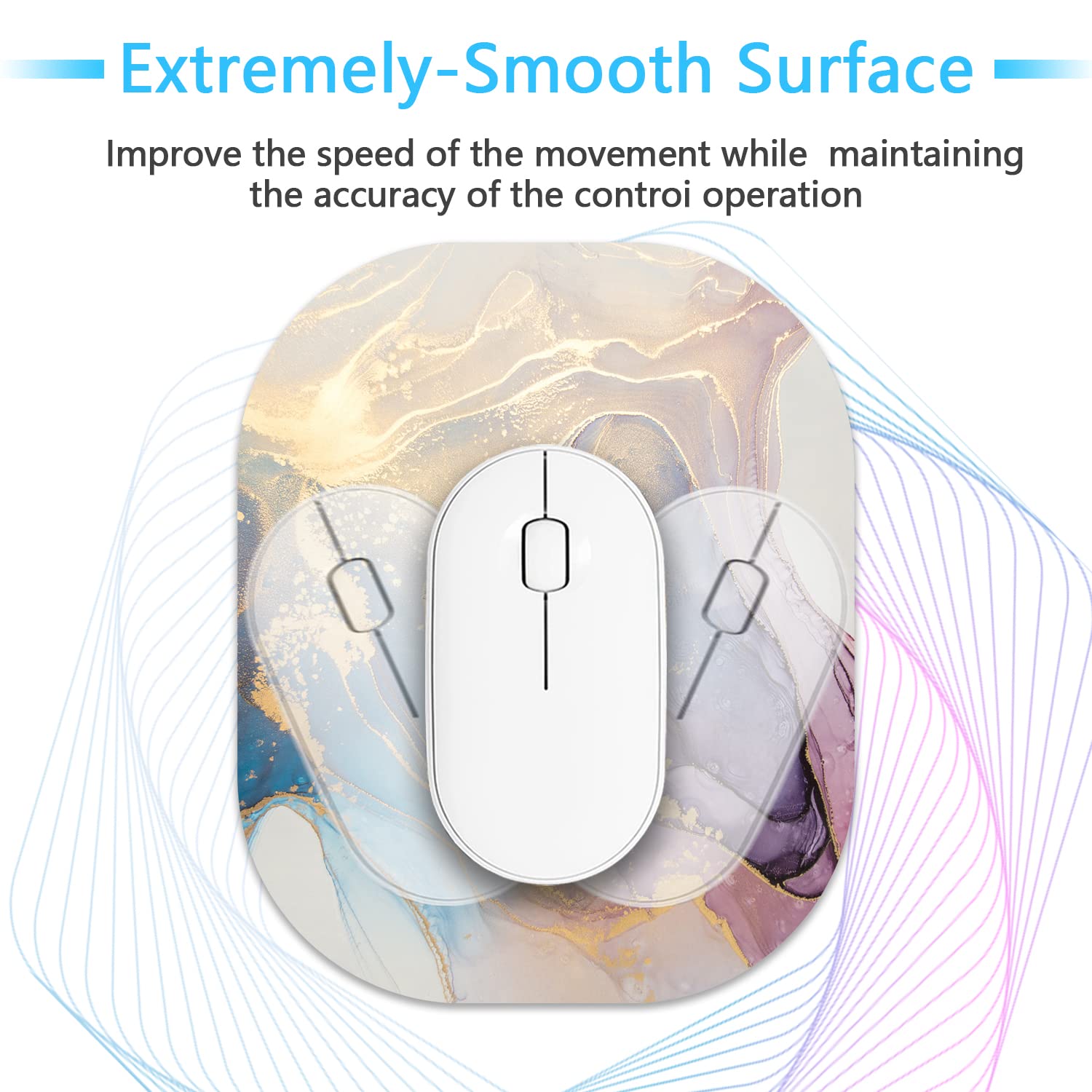 Small Mouse Pad 6x7 Inch - Mini Non-Slip Rubber Base Mouse Mat for Laptop, Wireless Mouse, Home Office & Travel - Waterproof & Durable Desk Accessory - Perfect for Work, Gaming & Study (Marble Design)