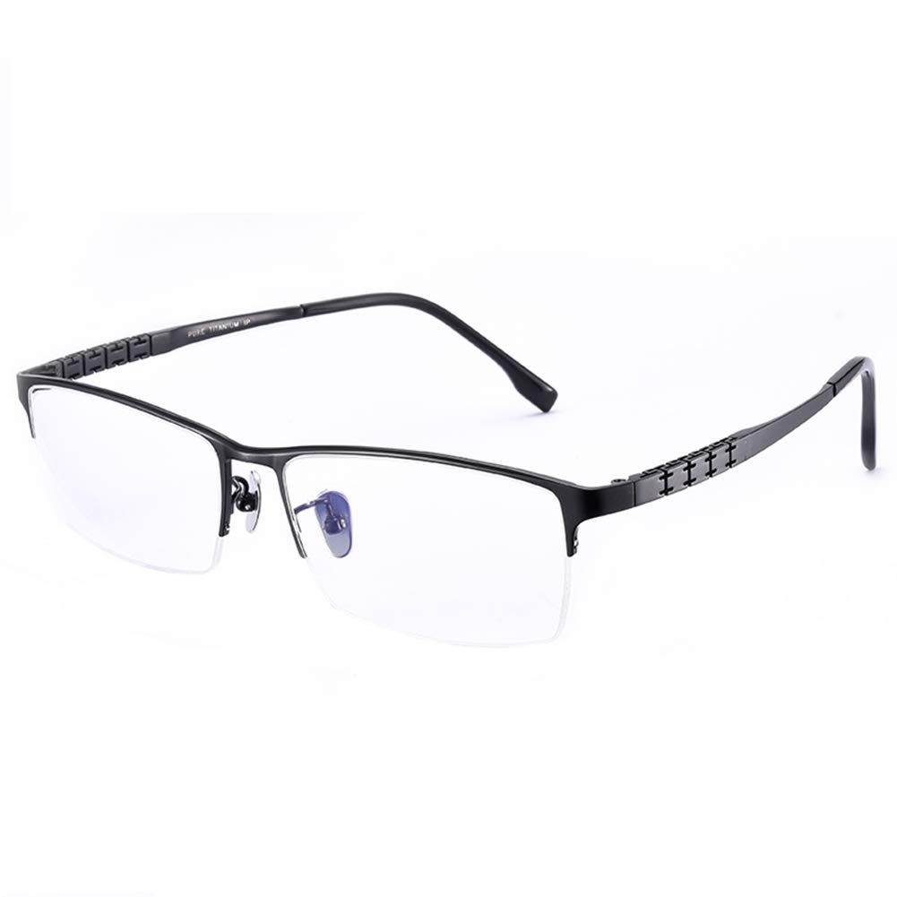 Progressive Multifocal Reading Glasses Titanium Half Frame Anti-Blue Light Computer Glasses for Men & Women - Black +3.0 | Reduce Eye Strain for Reading, Office Work & Screen Use