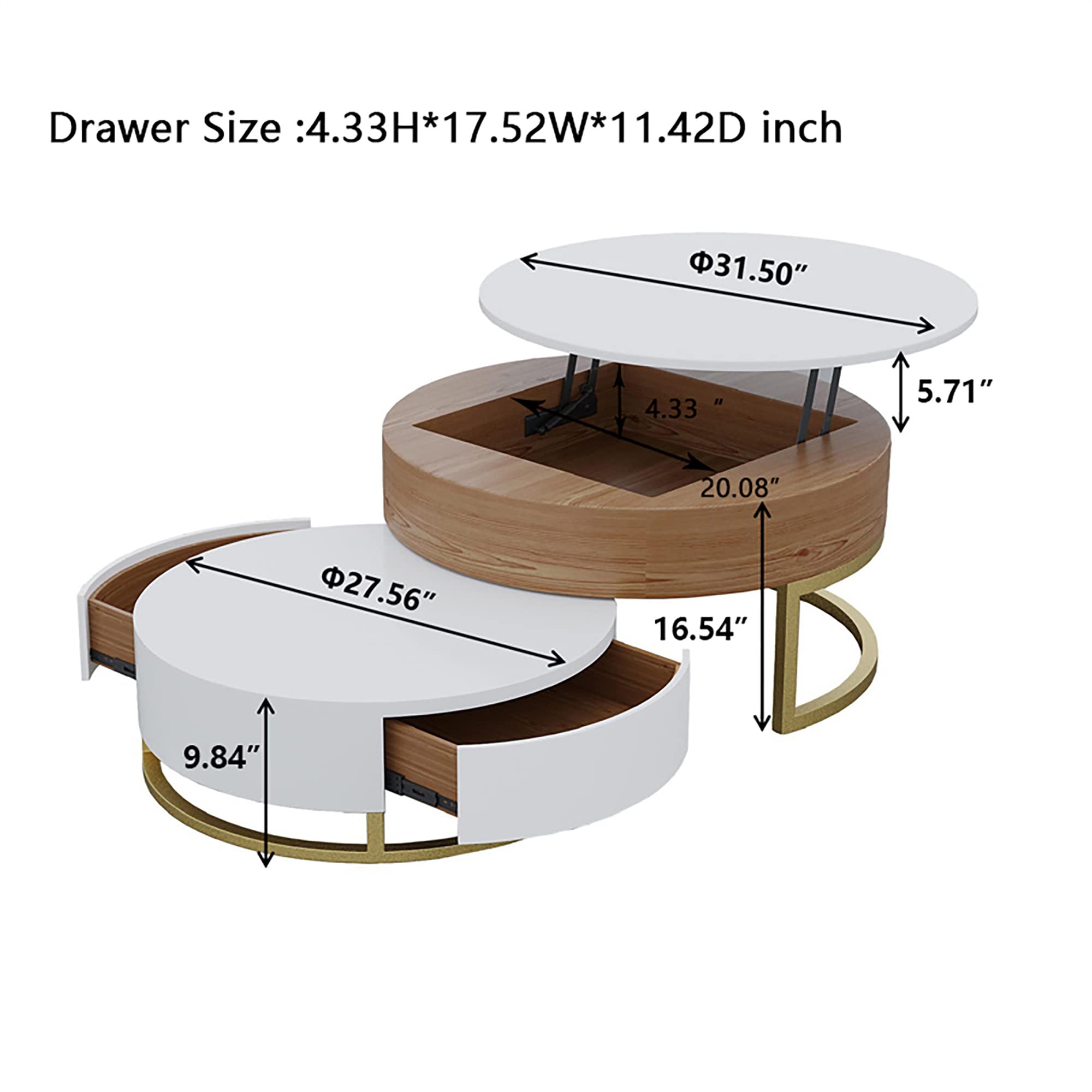 Lift Top Coffee Table with Hidden Storage - 2-Piece Set for Living Room & Office