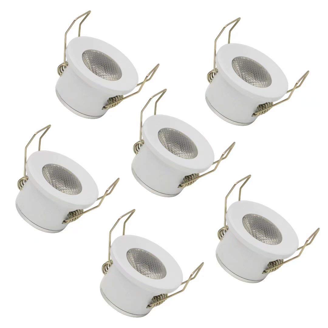 1W Daylight Mini LED Recessed Ceiling Downlights 5000K-5500K, 6 Pack with LED Driver, AC110V - Perfect for Kitchen Cabinets, Closets & Display Lighting