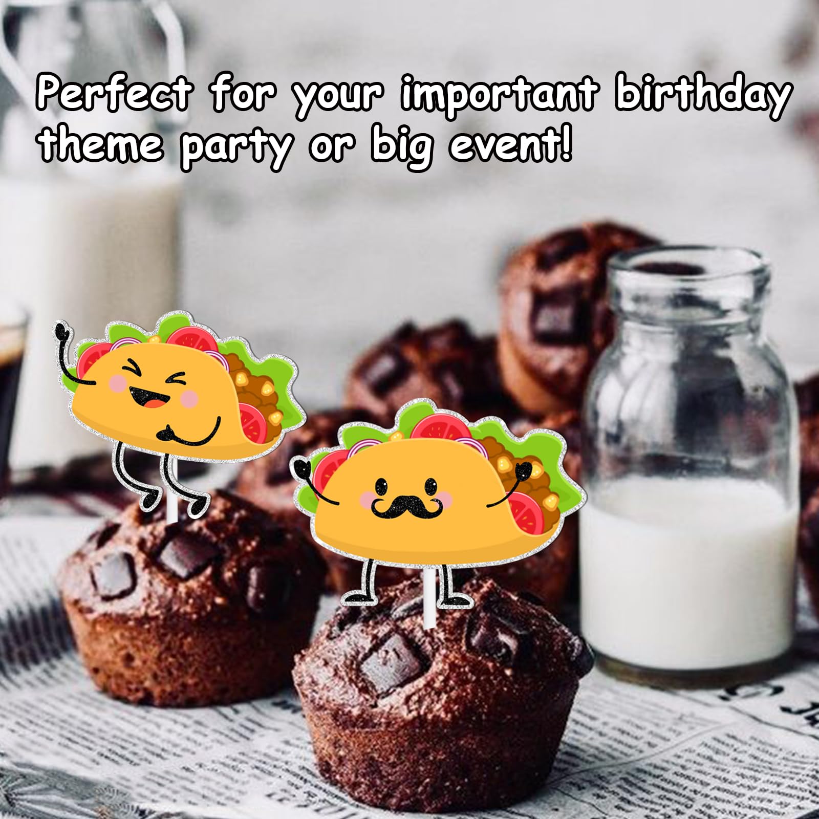 18pcs Gold Glitter Taco Cupcake Toppers - Mexican Fiesta Party Decorations for Baby Showers, Birthdays & Dessert Tables - Cute Yummy Food Theme Party Supplies (Perfect for Cinco de Mayo, Themed Parties & Sweet Treat Displays)