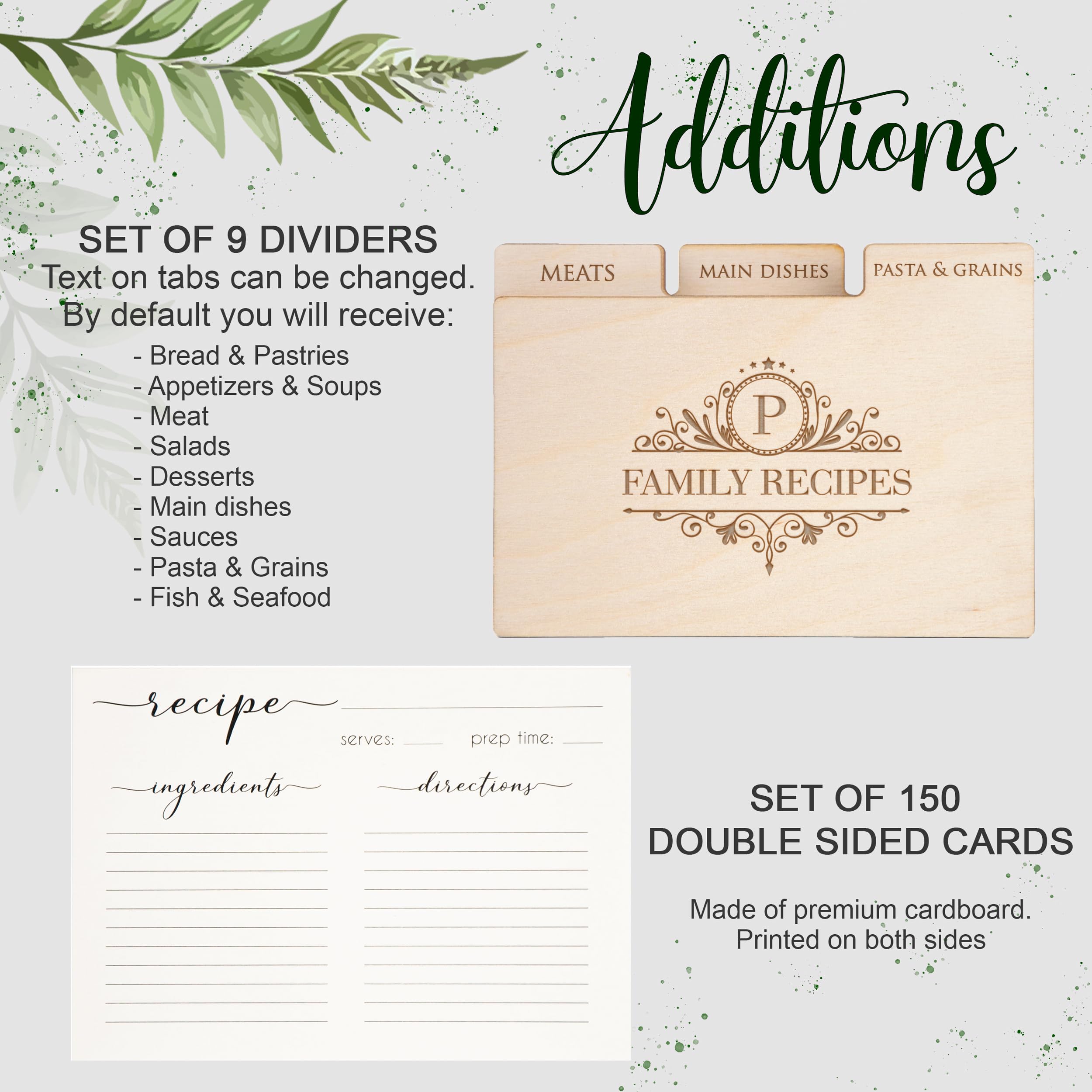 Personalized Wooden Recipe Box for Wedding & Bridal Shower - Custom Recipe Card Organizer with 9 Dividers & Blank Cards - Unique Housewarming & Christmas Gift for Couples - Perfect for Kitchen Organization, Recipe Storage & Family Cooking Memories