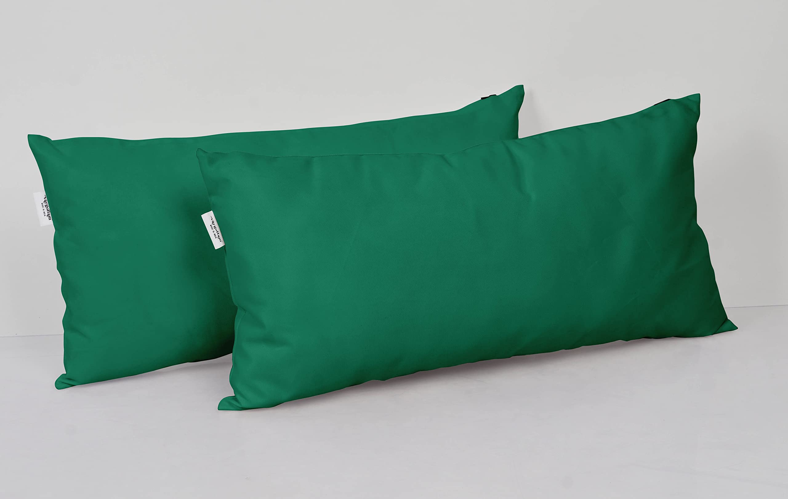 Waterproof All-Weather Teal Green Polyester Lumbar Pillow with Insert - Indoor/Outdoor Decorative Throw Pillow for Patio Furniture (Set of 2) - Perfect for Sofa, Garden, Deck, and Poolside Relaxation