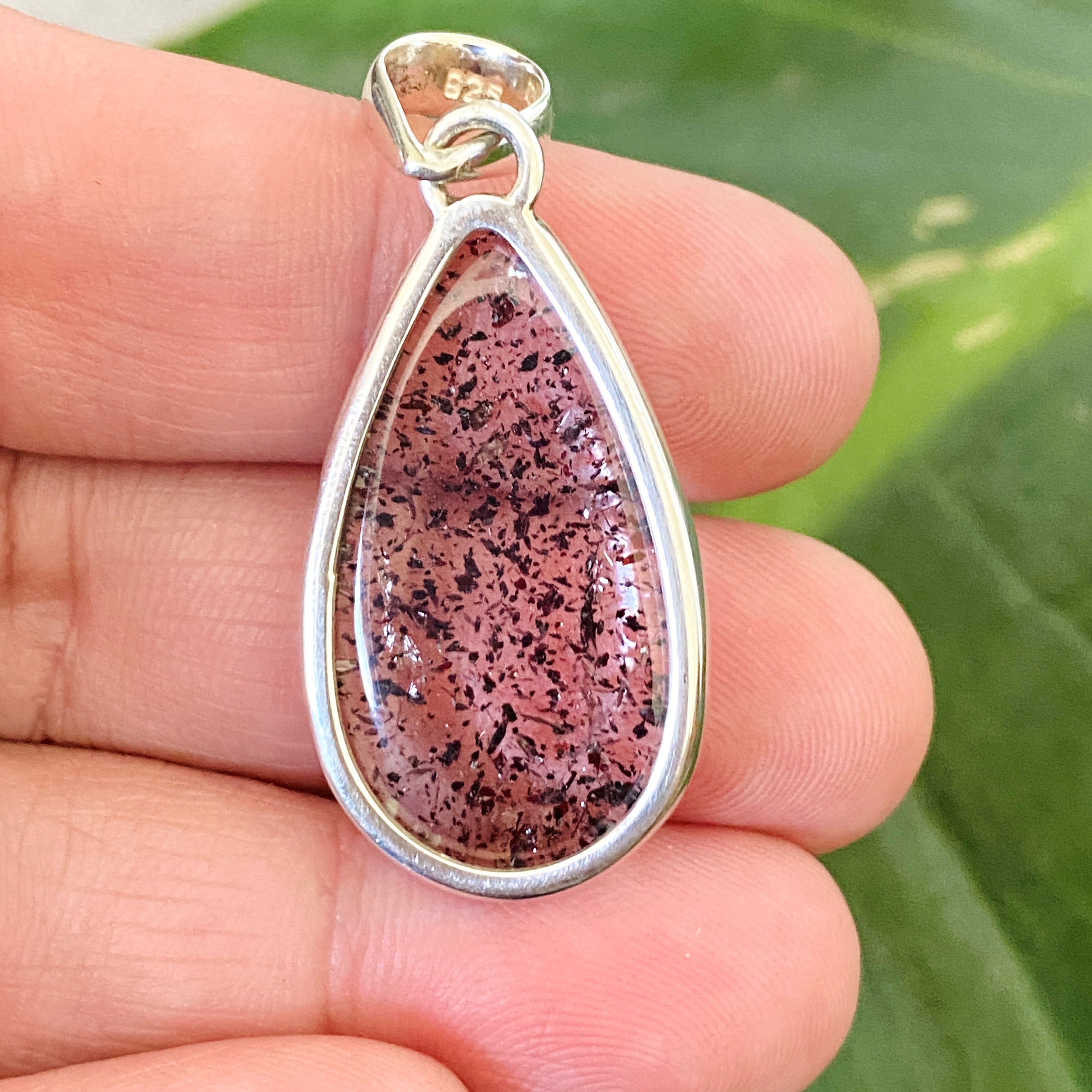 Natural Lepidicrocite in Quartz Teardrop Cabochon Pendant - Unique Crystal Jewelry for Healing & Meditation - Perfect for Energy Work, Chakra Balancing & Spiritual Gifts