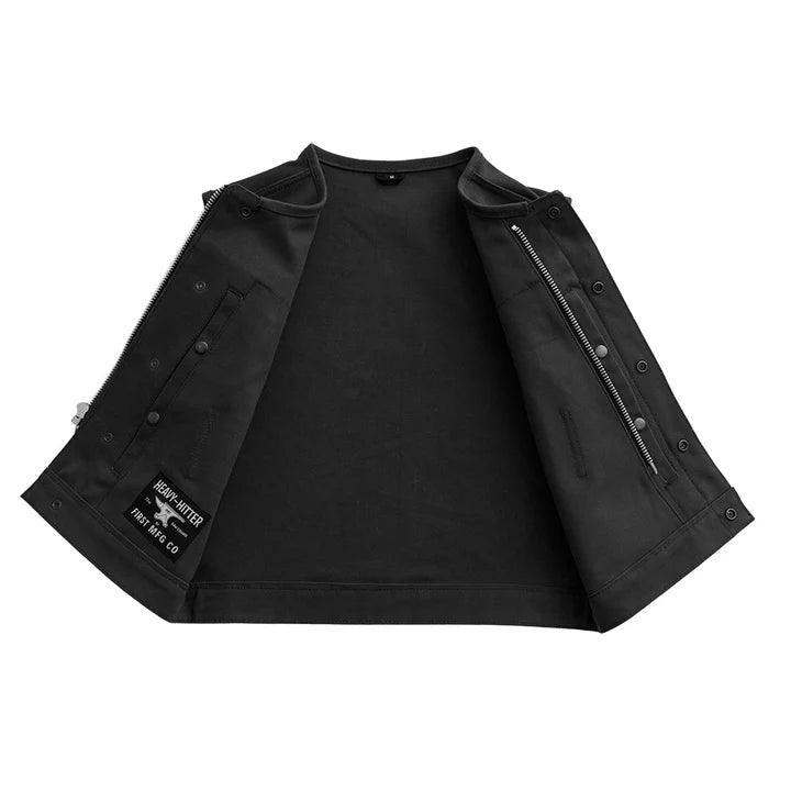First Mfg Lowside Men's Motorcycle Twill Vest - Size X-Large (XL) - Black Biker Jacket for Harley Davidson & Cruiser Riders - Perfect for Road Trips & Motorcycle Events - Fast Shipping