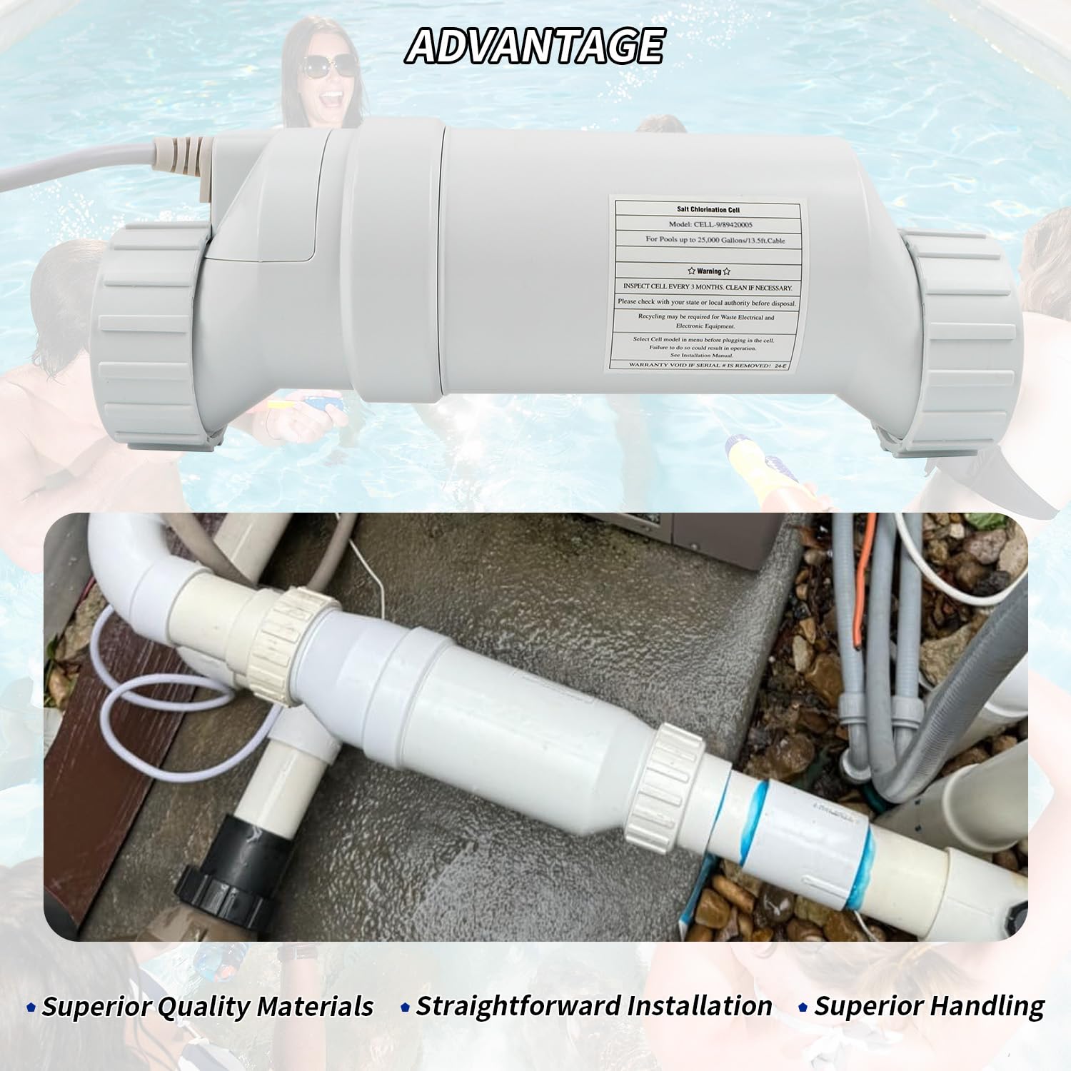 Hayward Turbo Cell T-9 Compatible Salt Water Pool Chlorinator System - 25,000 Gallon Salt Cell for In-Ground Swimming Pools (W3T-Cell-9) | Ideal for Crystal Clear Water Maintenance & Easy Pool Sanitization